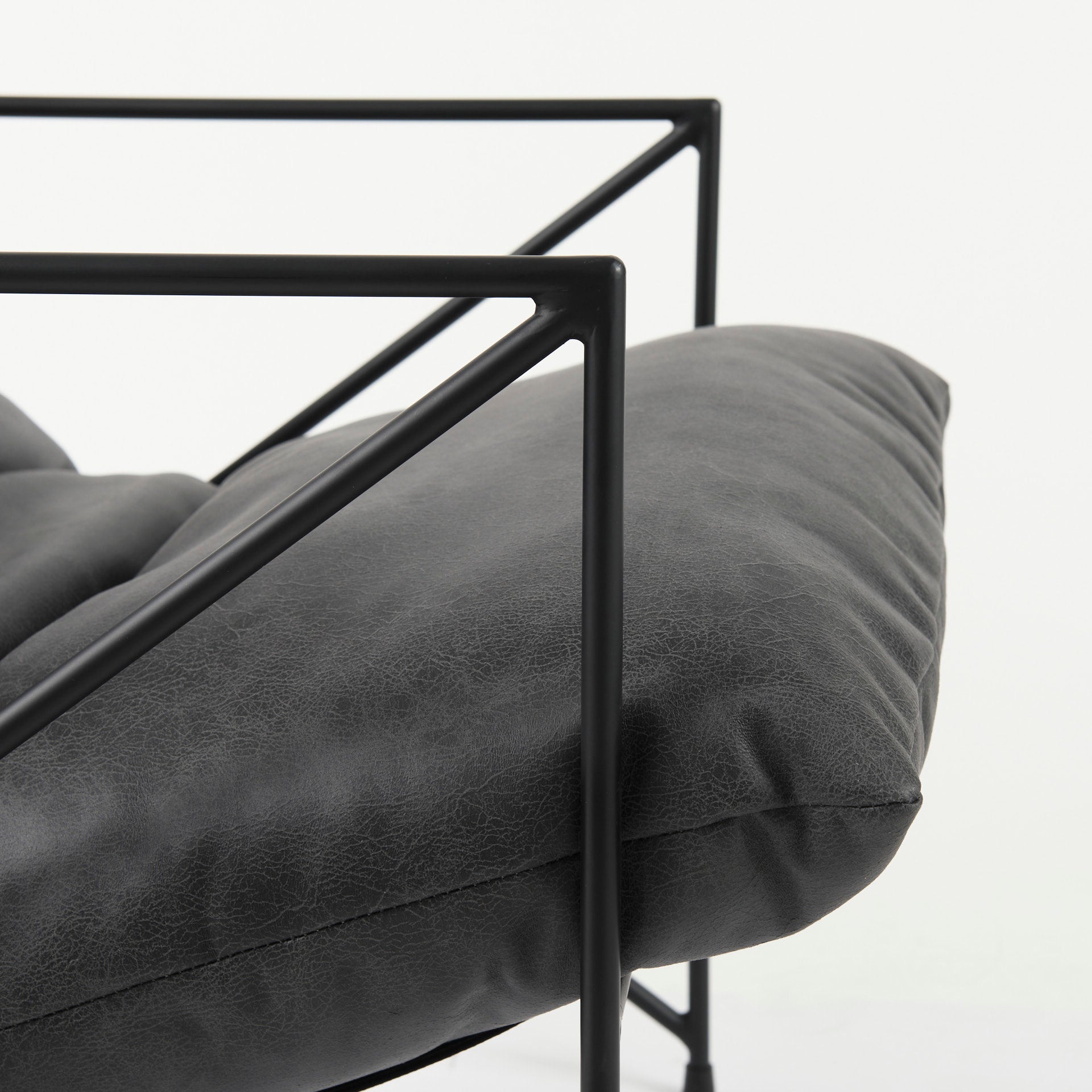 Leonidas 28.5L x 29.5W x 34.0H Black Faux Leather Seat W/ Black Metal Frame Accent Chair - Central Designs