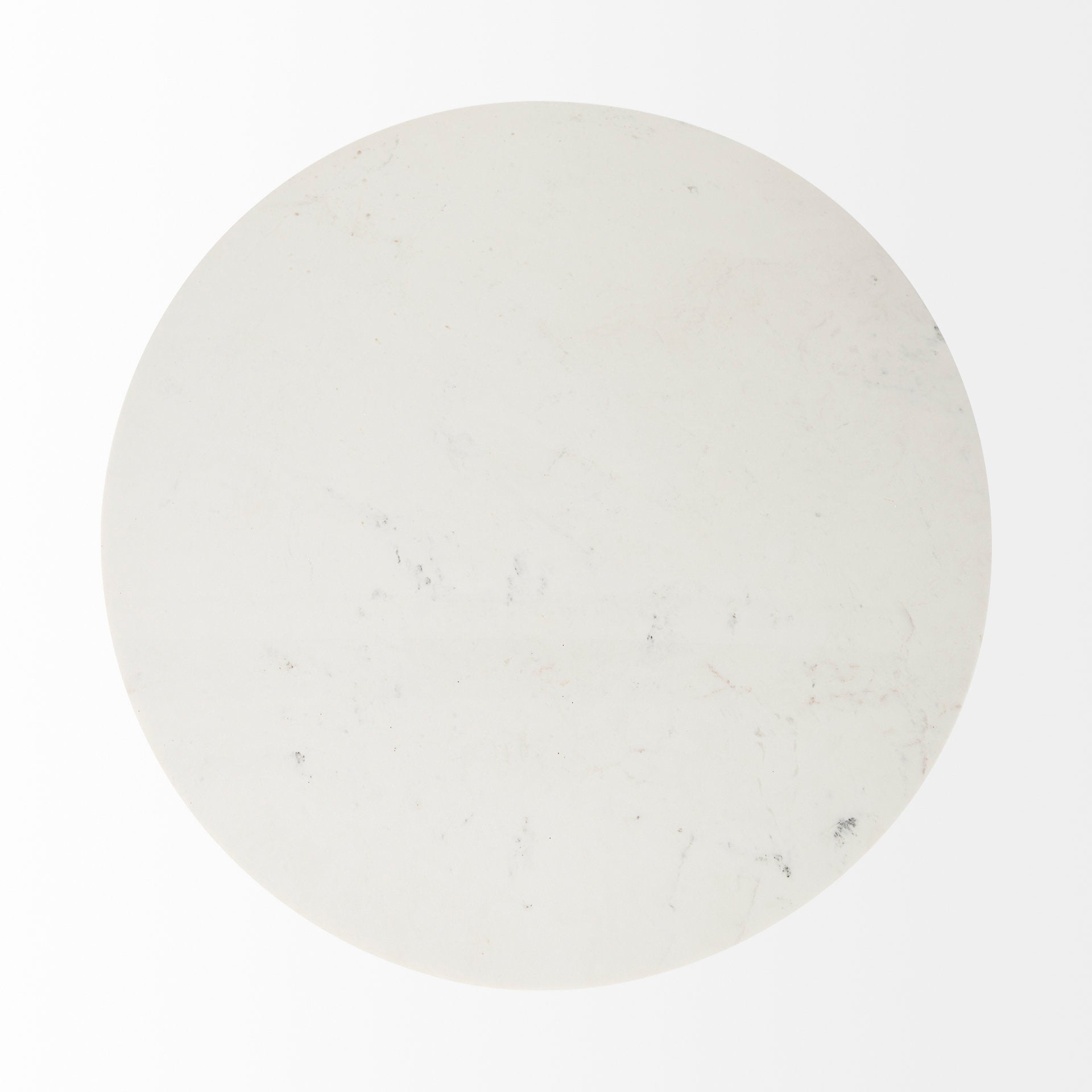 Maxwell 48L x 48W x 30H White Marble Round Top W/ Black Metal and Wood Pedestal Base Dining Table - Central Designs