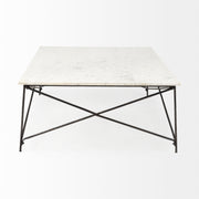 Lorlei I 53.0 X 35.0 X 15.5 White Marble Top W/ X - Shaped Gray Iron Base Coffee Table - Central Designs