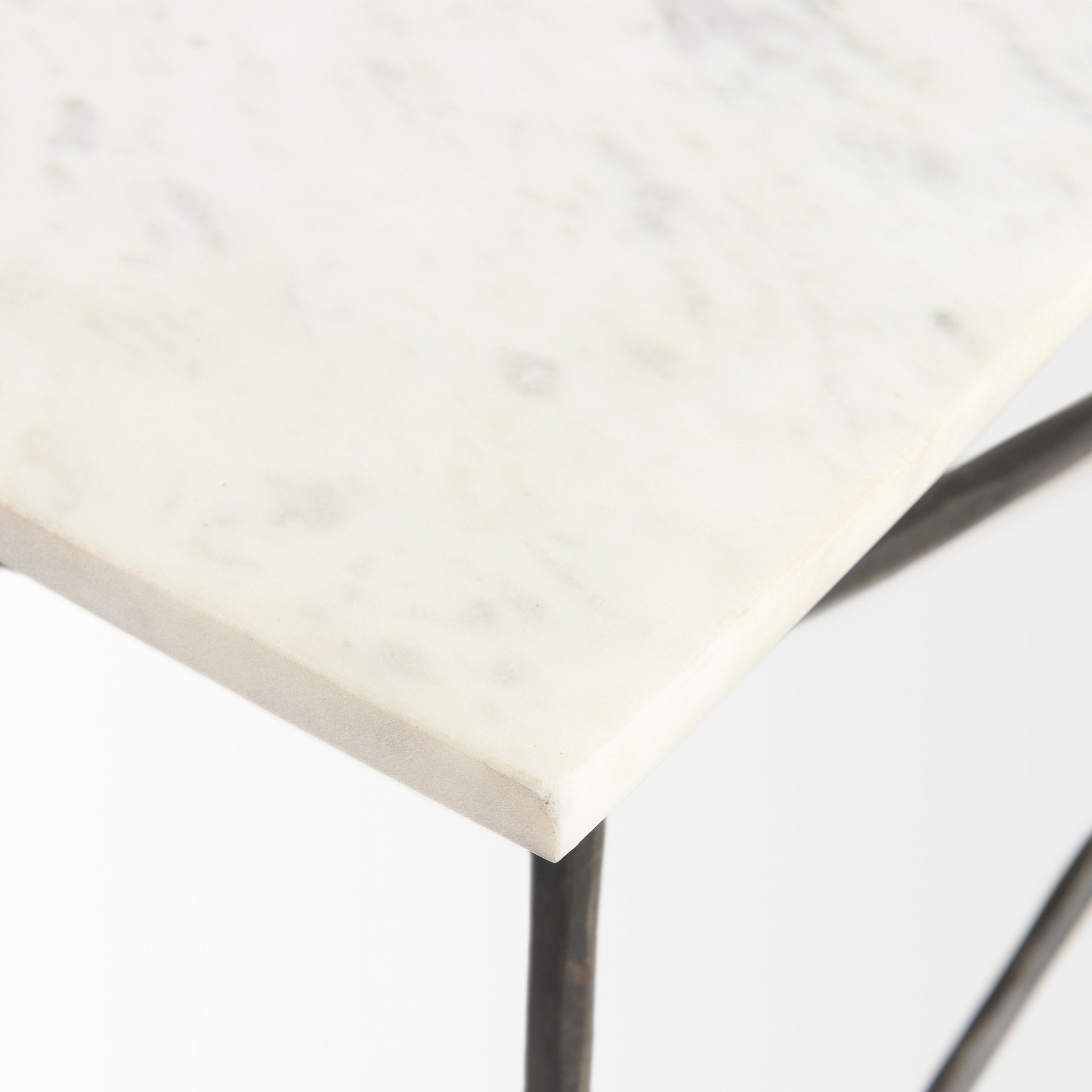Lorlei I 53.0 X 35.0 X 15.5 White Marble Top W/ X - Shaped Gray Iron Base Coffee Table - Central Designs