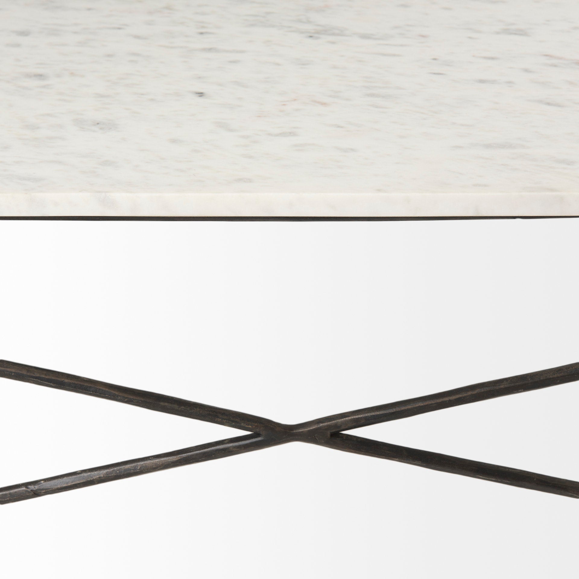 Lorlei I 53.0 X 35.0 X 15.5 White Marble Top W/ X - Shaped Gray Iron Base Coffee Table - Central Designs