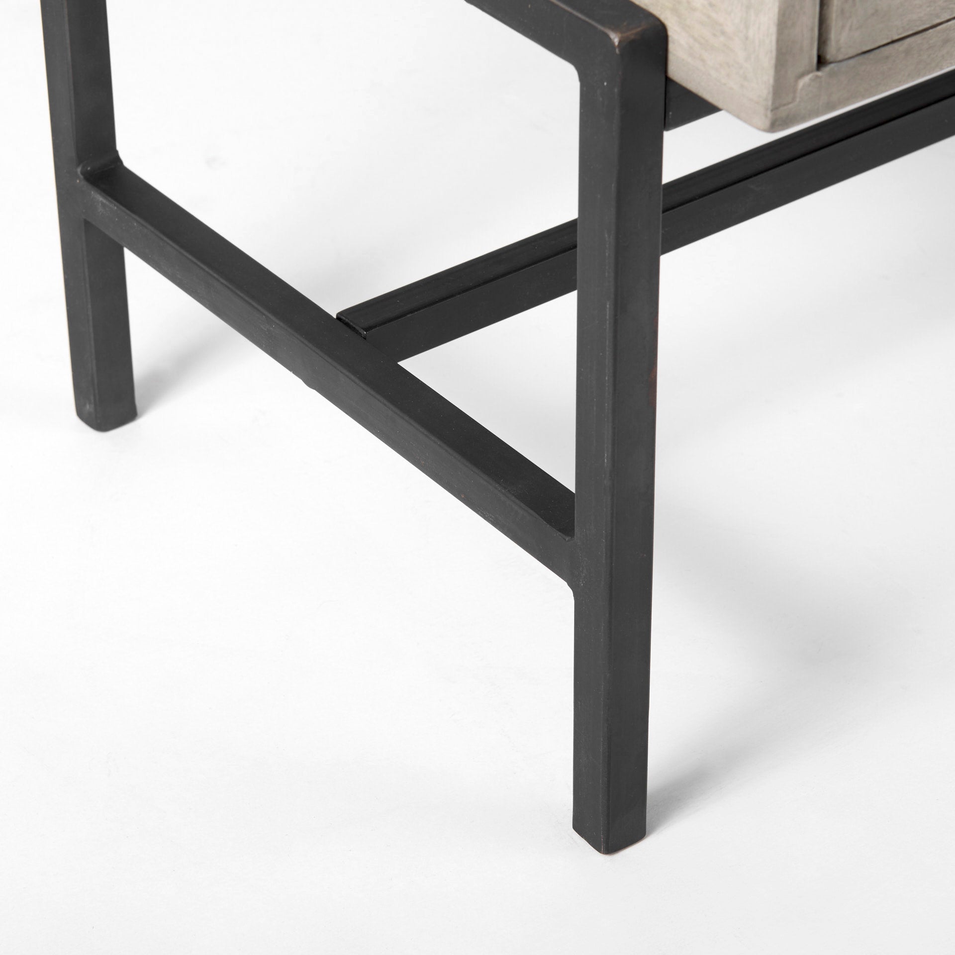 Arelius 36L x 18W x 32H Gray Wood, Black Metal Base w/ 2 Glass Doors Accent Cabinet - Central Designs