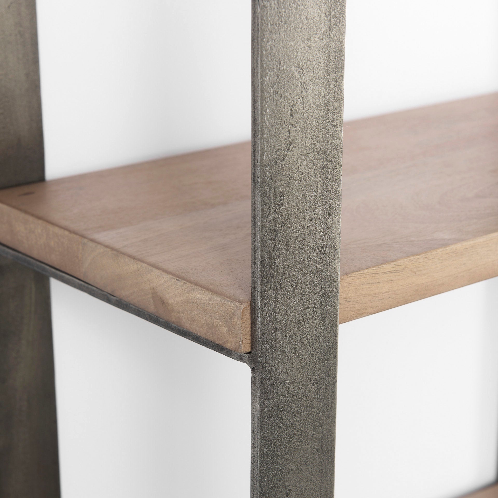 Taunton 80L x 10.5W x 90H Medium Brown Wood W/ Antique Nickel Metal Frame 6 Tier Shelving Unit - Central Designs