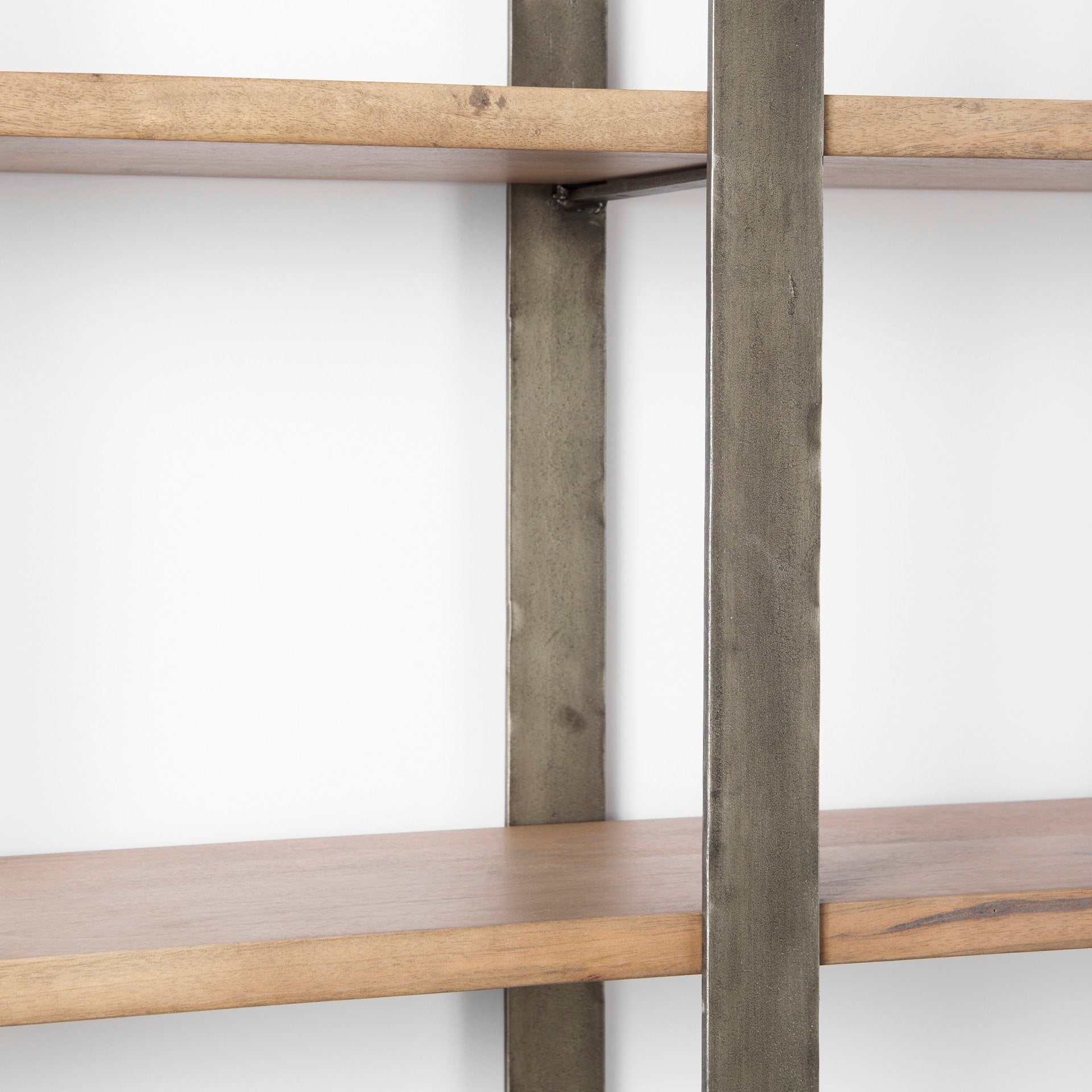 Taunton 80L x 10.5W x 90H Medium Brown Wood W/ Antique Nickel Metal Frame 6 Tier Shelving Unit - Central Designs