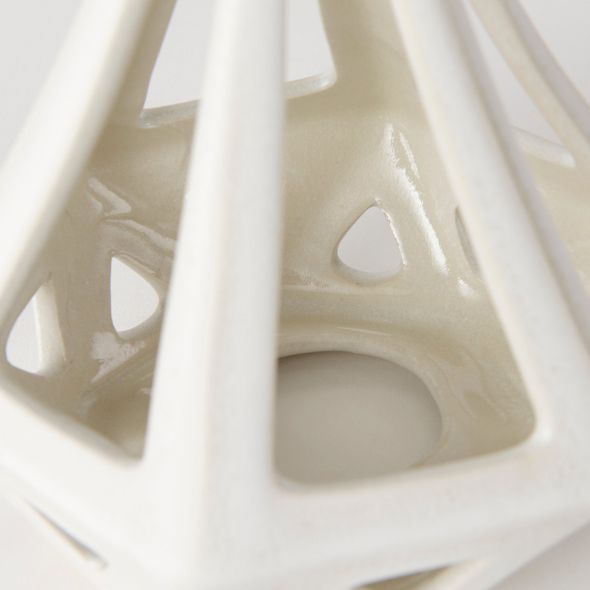 Hood 7.7L x 7.7W x 9.4H White Geometric Ceramic Object - Central Designs