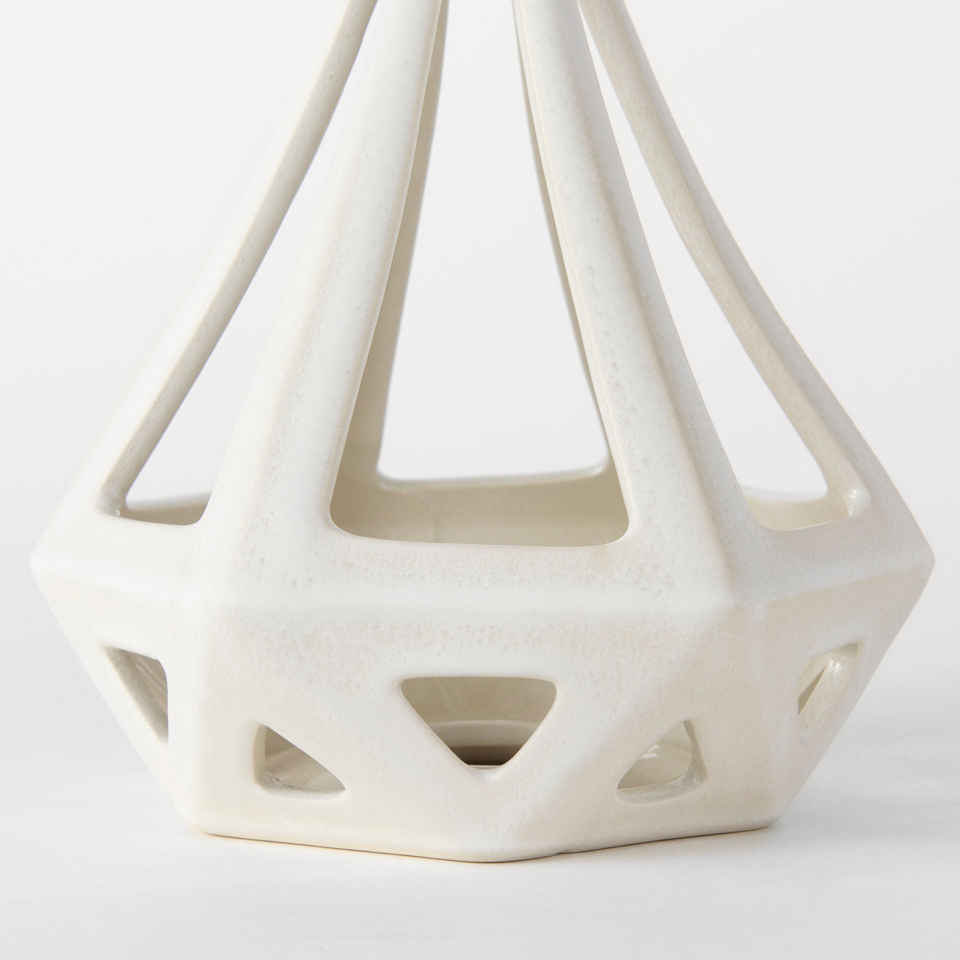 Hood 7.7L x 7.7W x 9.4H White Geometric Ceramic Object - Central Designs