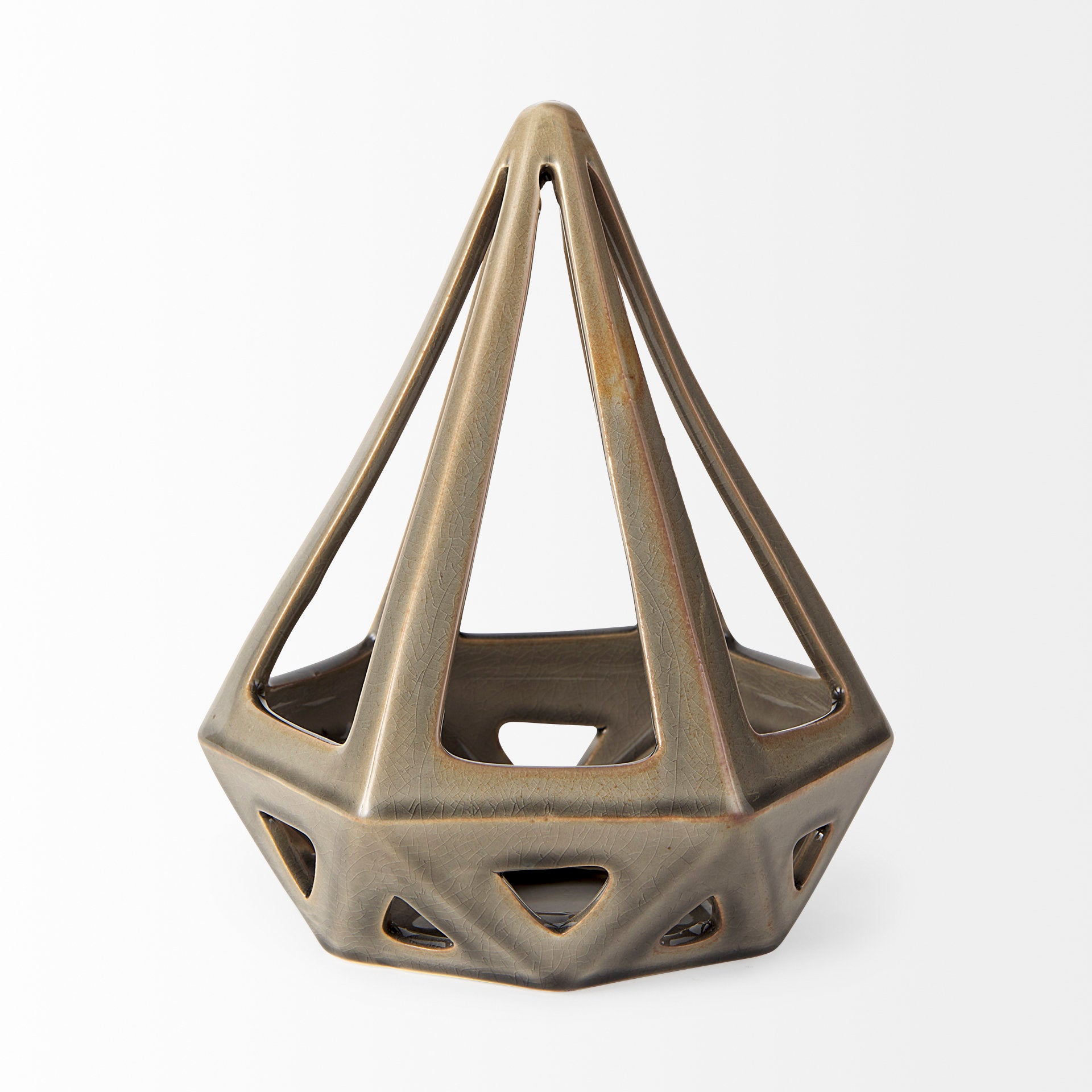 Hood 7.7L x 7.7W x 9.4H Bronze Geometric Ceramic Object - Central Designs
