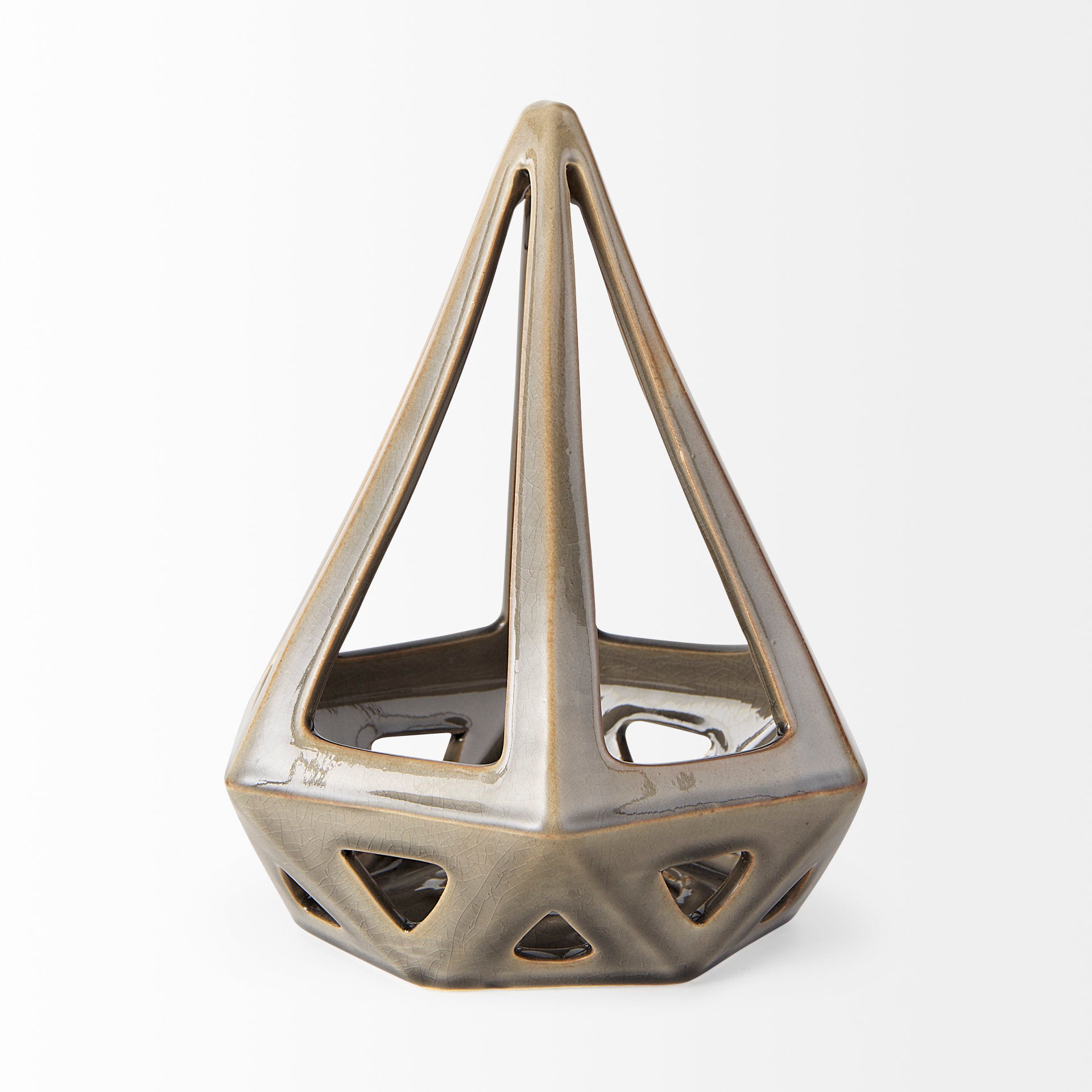Hood 7.7L x 7.7W x 9.4H Bronze Geometric Ceramic Object - Central Designs