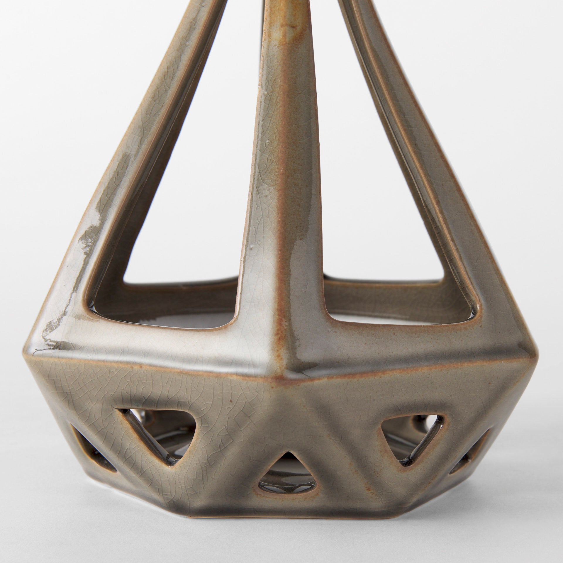 Hood 7.7L x 7.7W x 9.4H Bronze Geometric Ceramic Object - Central Designs