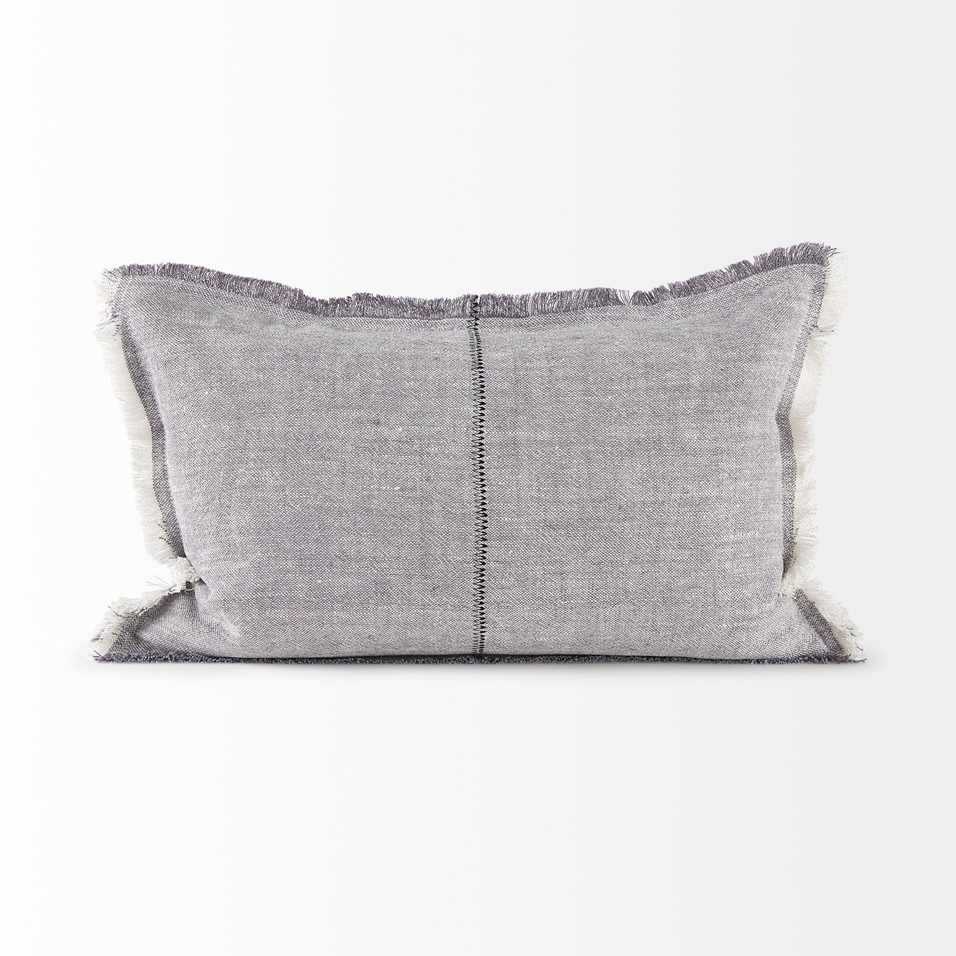 Thais 13L x 21W Gray Fabric Fringed Decorative Pillow Cover - Central Designs