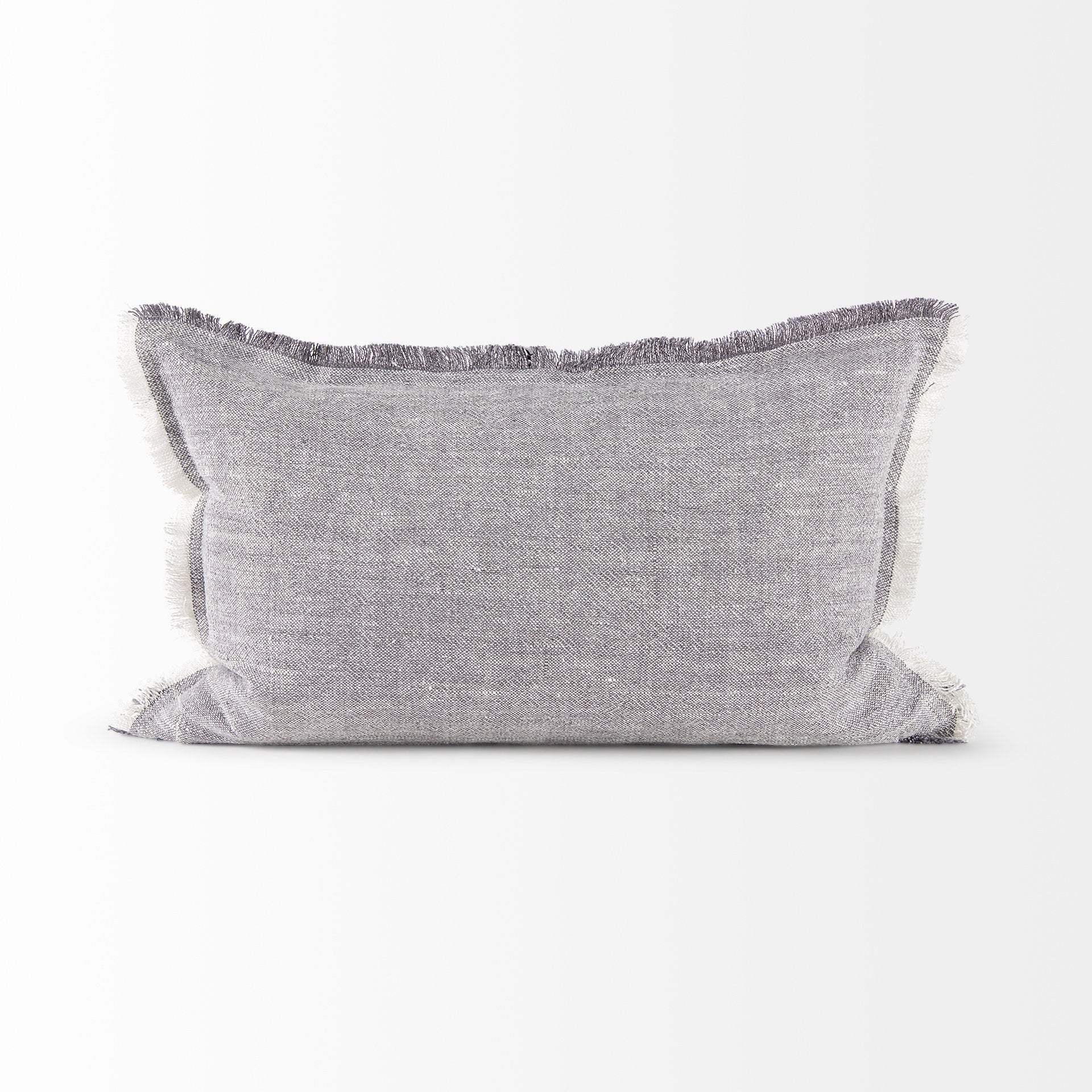 Thais 13L x 21W Gray Fabric Fringed Decorative Pillow Cover - Central Designs