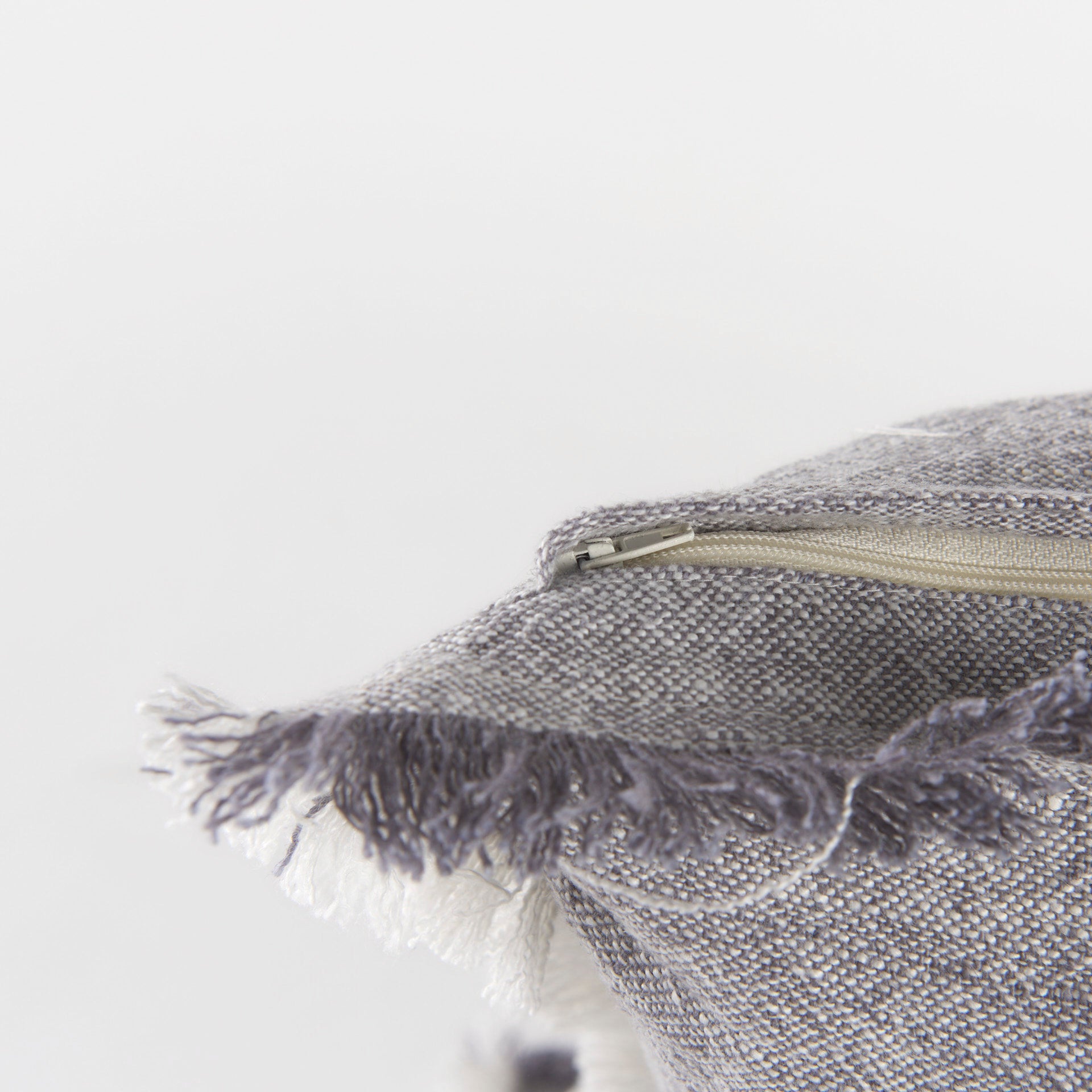 Thais 20L x 20W Blue and Cream Fringed Decorative Pillow Cover - Central Designs