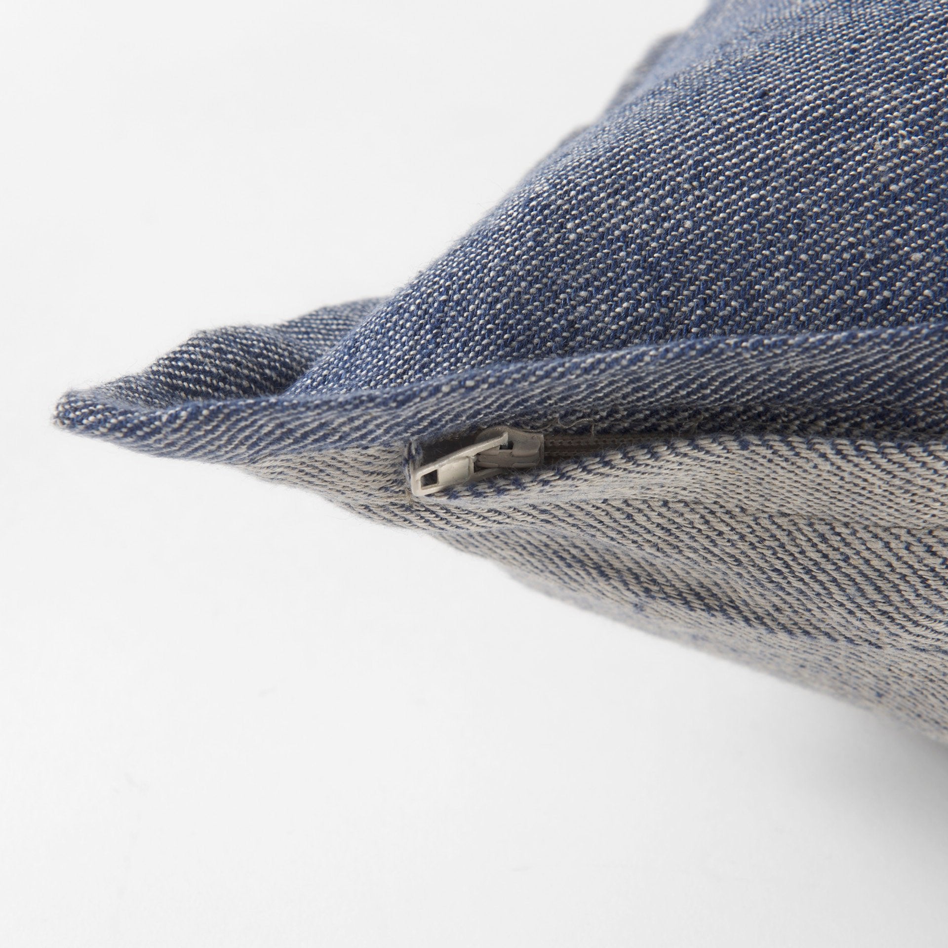 Aubrielle 14L x 26W Gray and Blue Fabric Color Blocked Decorative Pillow Cover - Central Designs