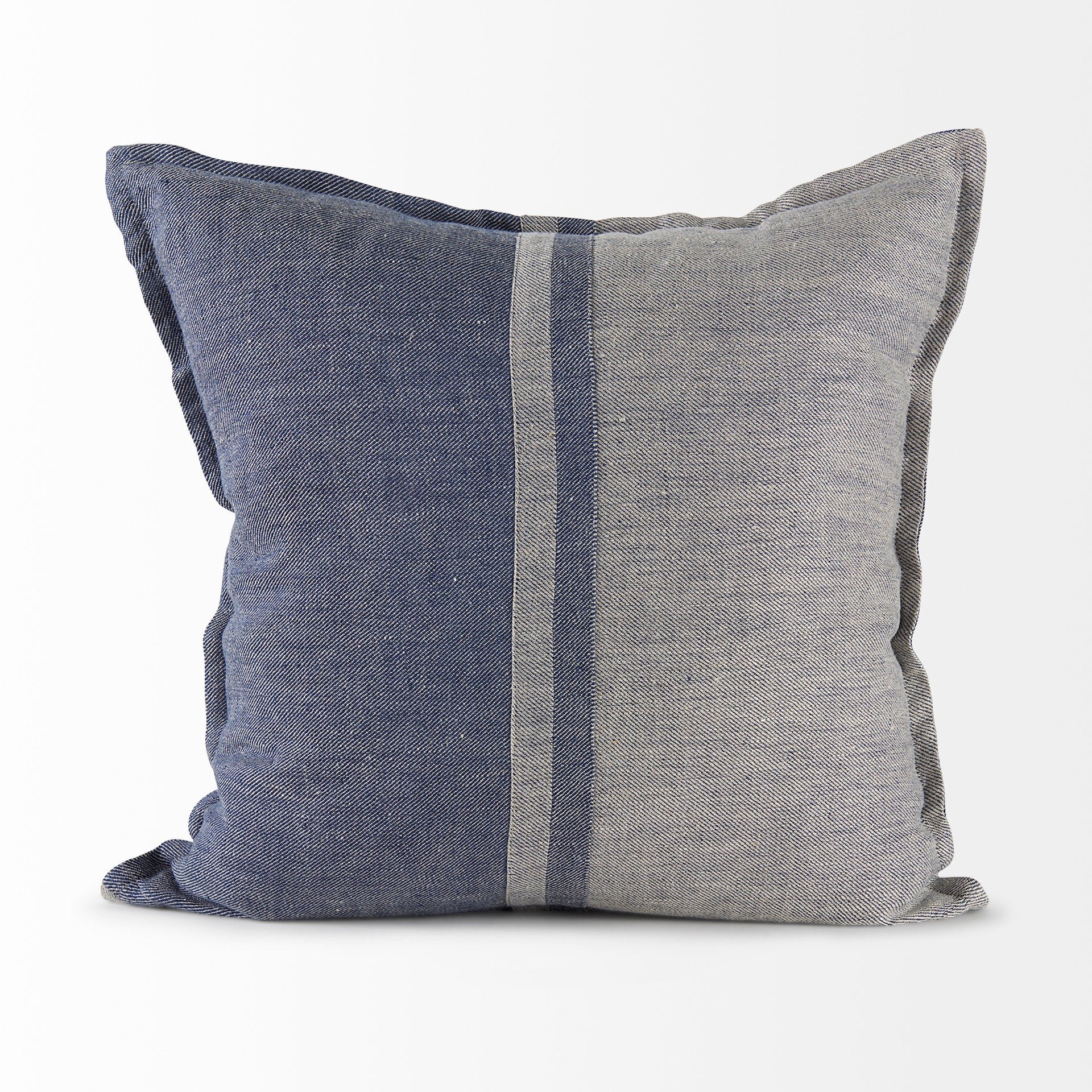 Aubrielle 20L x 20W Gray and Blue Fabric Color Blocked Decorative Pillow Cover - Central Designs