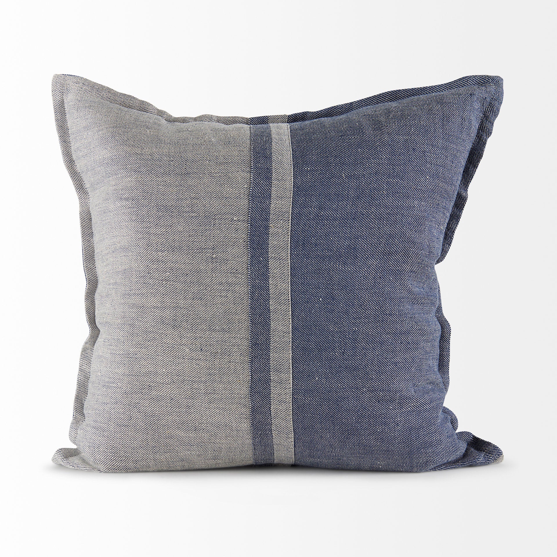Aubrielle 20L x 20W Gray and Blue Fabric Color Blocked Decorative Pillow Cover - Central Designs