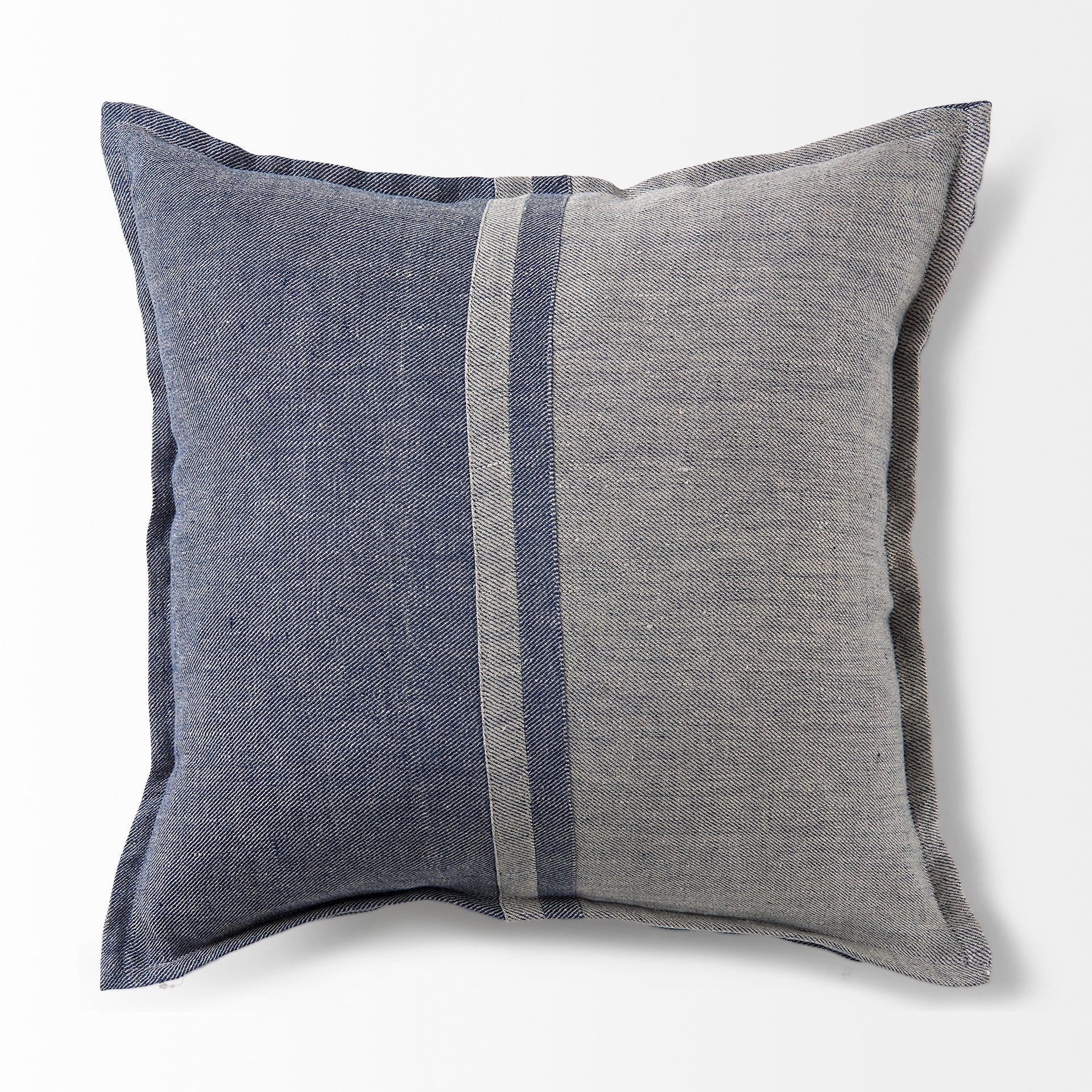 Aubrielle 20L x 20W Gray and Blue Fabric Color Blocked Decorative Pillow Cover - Central Designs