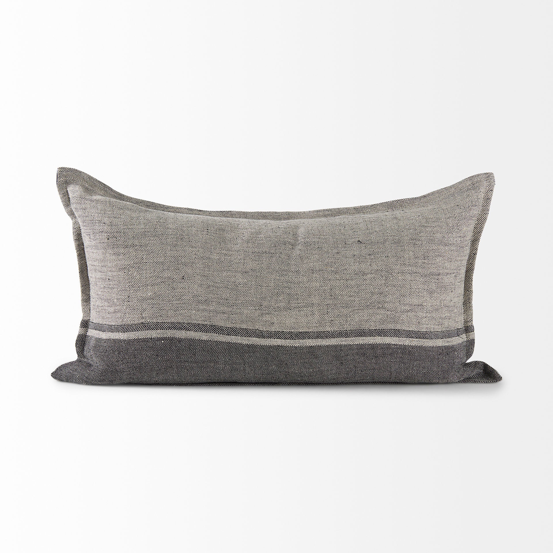 Zadie 14L x 26W Light Gray and Dark Gray Fabric Color Blocked Decorative Pillow Cover - Central Designs