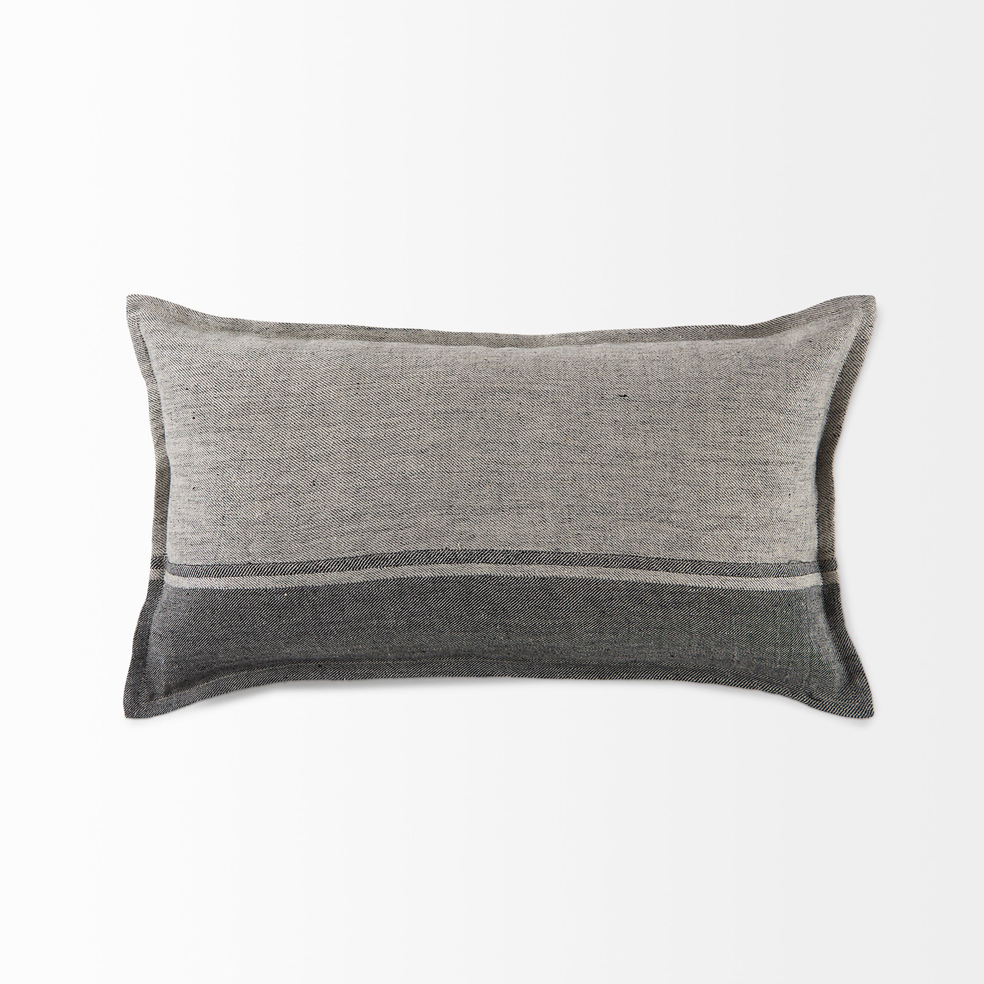Zadie 14L x 26W Light Gray and Dark Gray Fabric Color Blocked Decorative Pillow Cover - Central Designs
