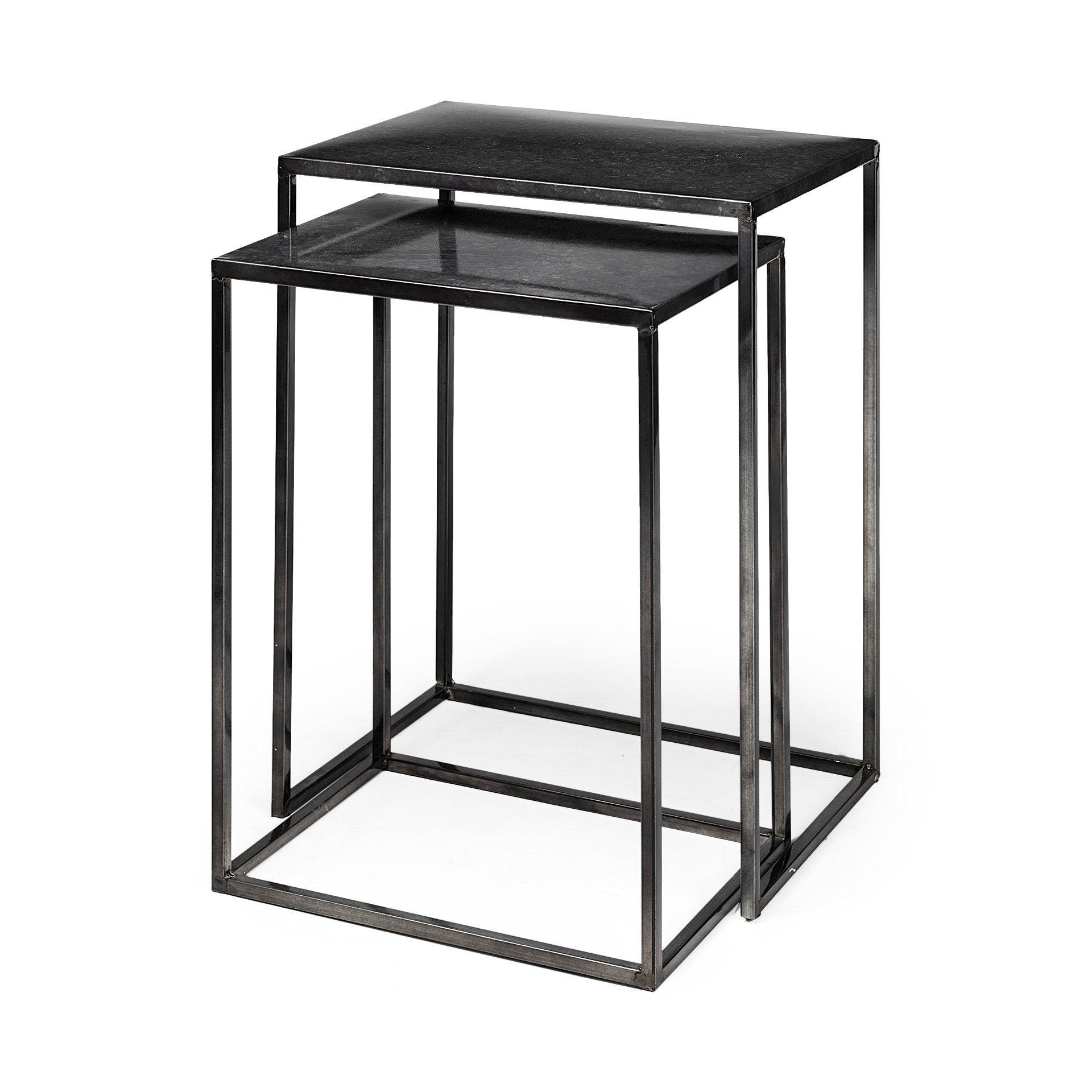 Kasey (Set of 2) 17.7L x 12.6W x 24.4H Galvanized Metal Nesting Accent Tables - Central Designs