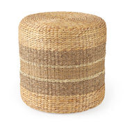 Maya 17.7L x 17.7W x 17.7H Light Brown W/Medium Brown Stripes Seagrass Round Pouf