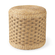 Michelle 17.7L x 17.7W x 17.7H Light Brown Woven Seagrass Round Pouf - Central Designs