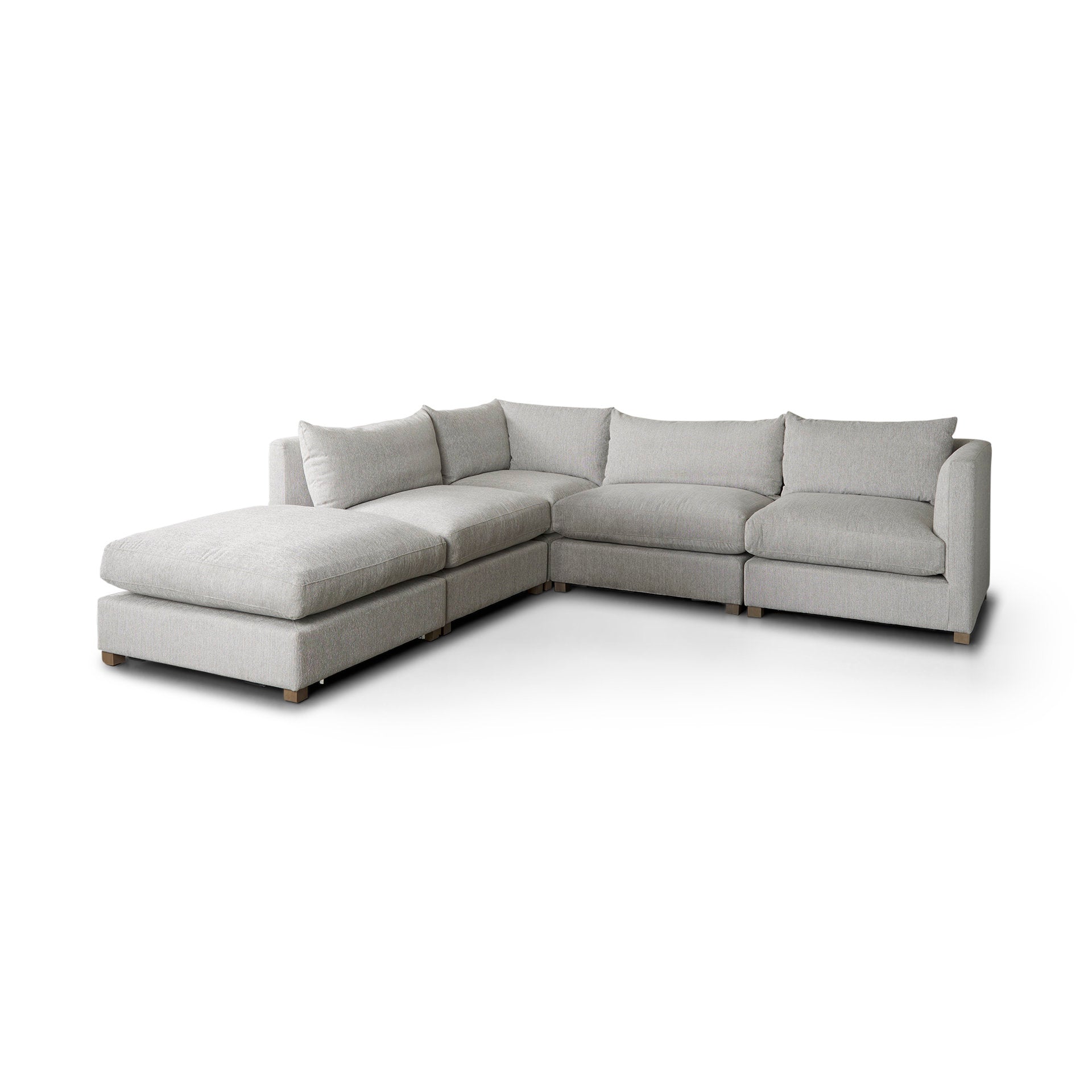 Valence 38.6L x 26.0W x 17.7H Light Gray 2/3 Ottoman Sectional Piece - Central Designs