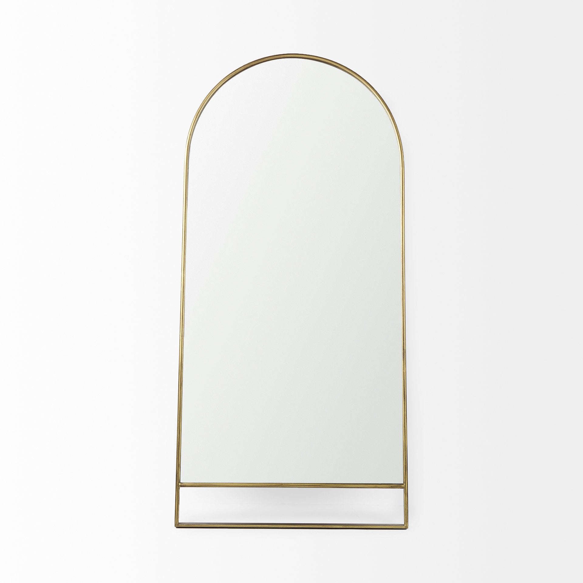 Sadie 36.0L x 2.0W x 76.0H Antique Gold Metal Rounded Arch Floor Mirror - Central Designs