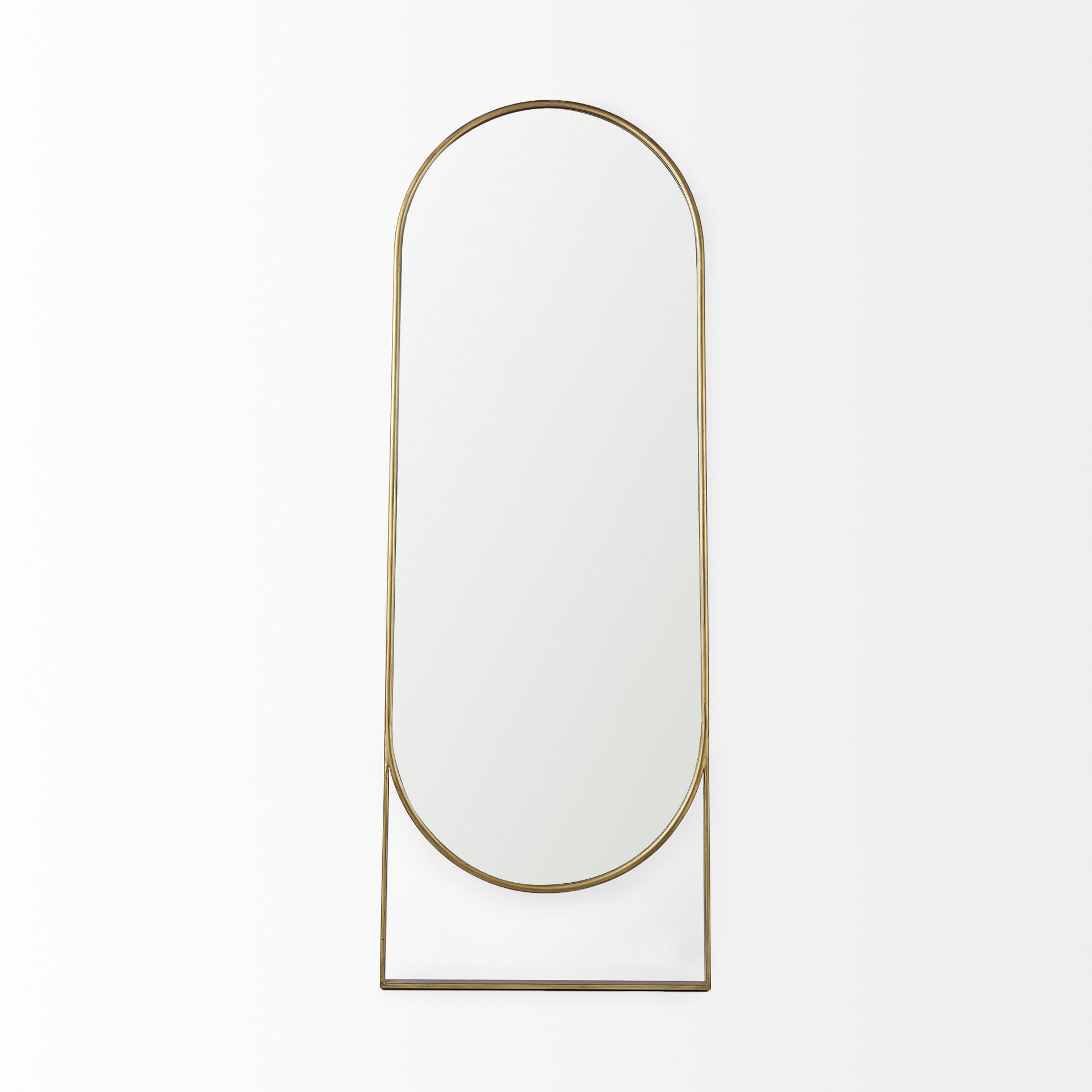 Sadie 28.0L x 2.0W x 78.0H Antique Gold Rounded Arch Floor Mirror - Central Designs