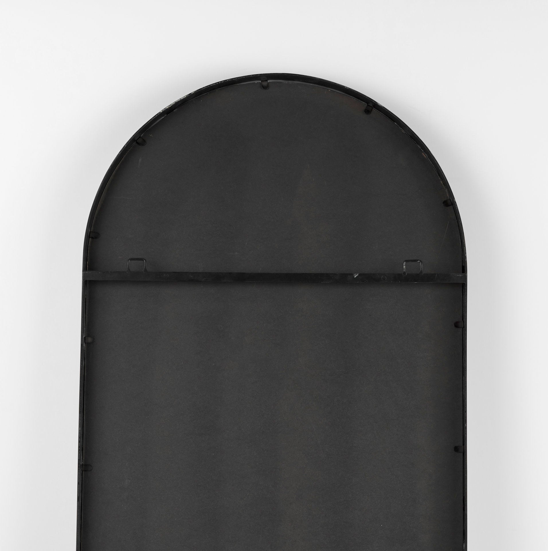 Sadie 28.0L x 2.0W x 78.0H Black Metal Rounded Arch Floor Mirror