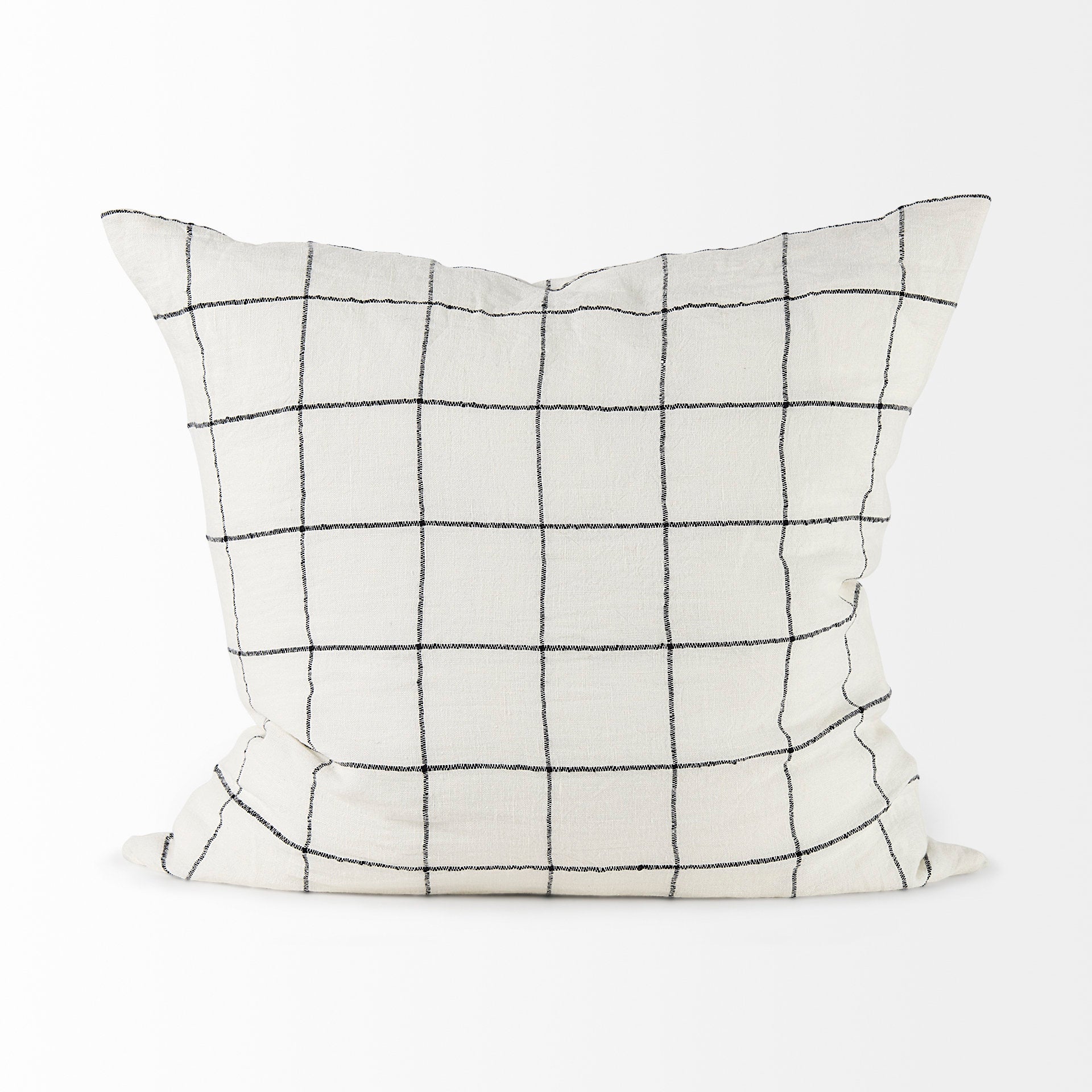 Suzanne 22 x 22 White/Black Square Pattern Decorative Pillow Cover - Central Designs