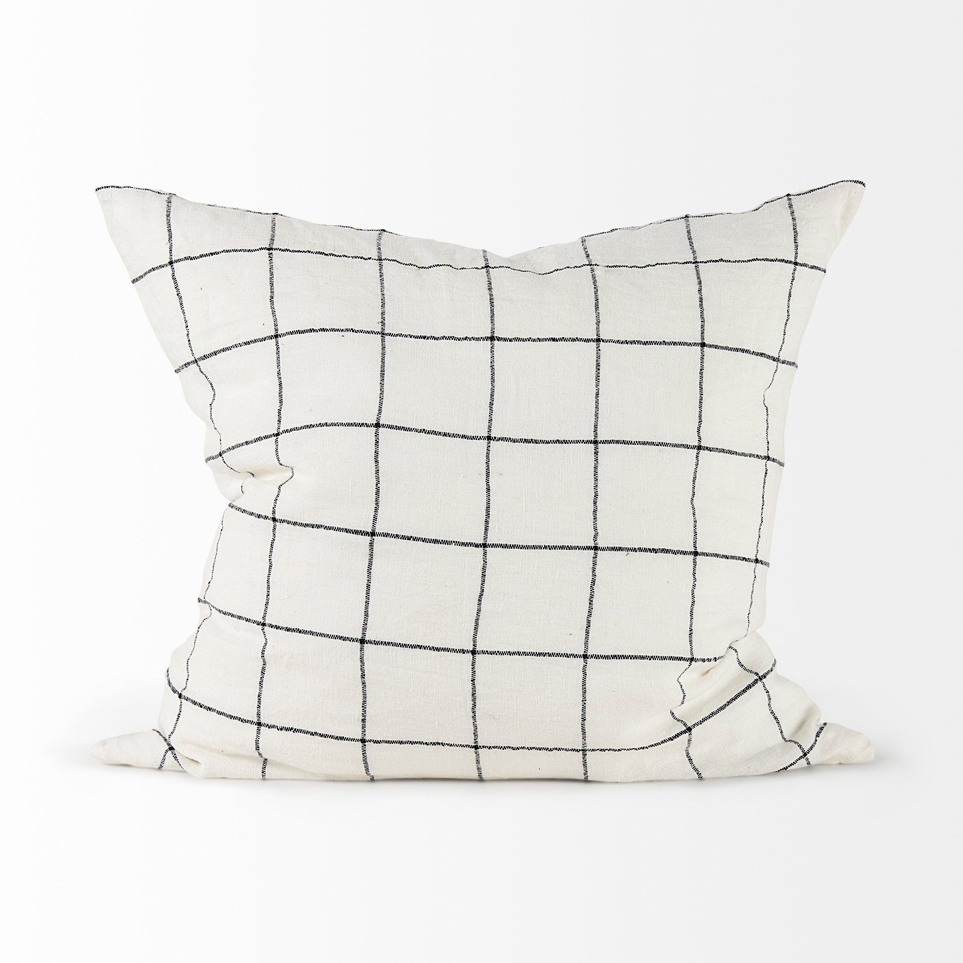 Suzanne 22 x 22 White/Black Square Pattern Decorative Pillow Cover - Central Designs