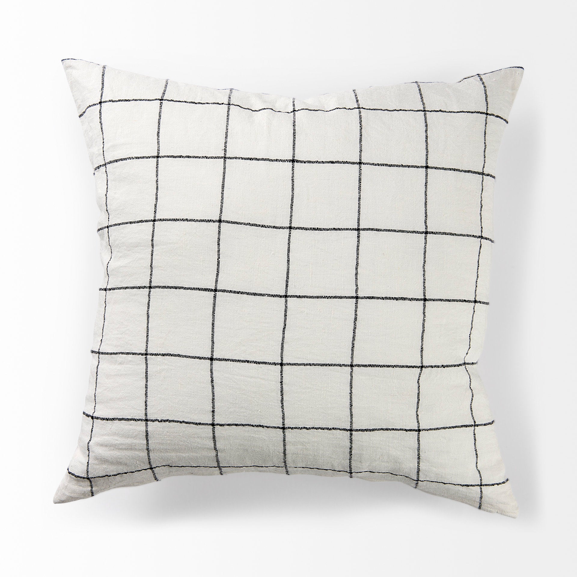 Suzanne 22 x 22 White/Black Square Pattern Decorative Pillow Cover - Central Designs