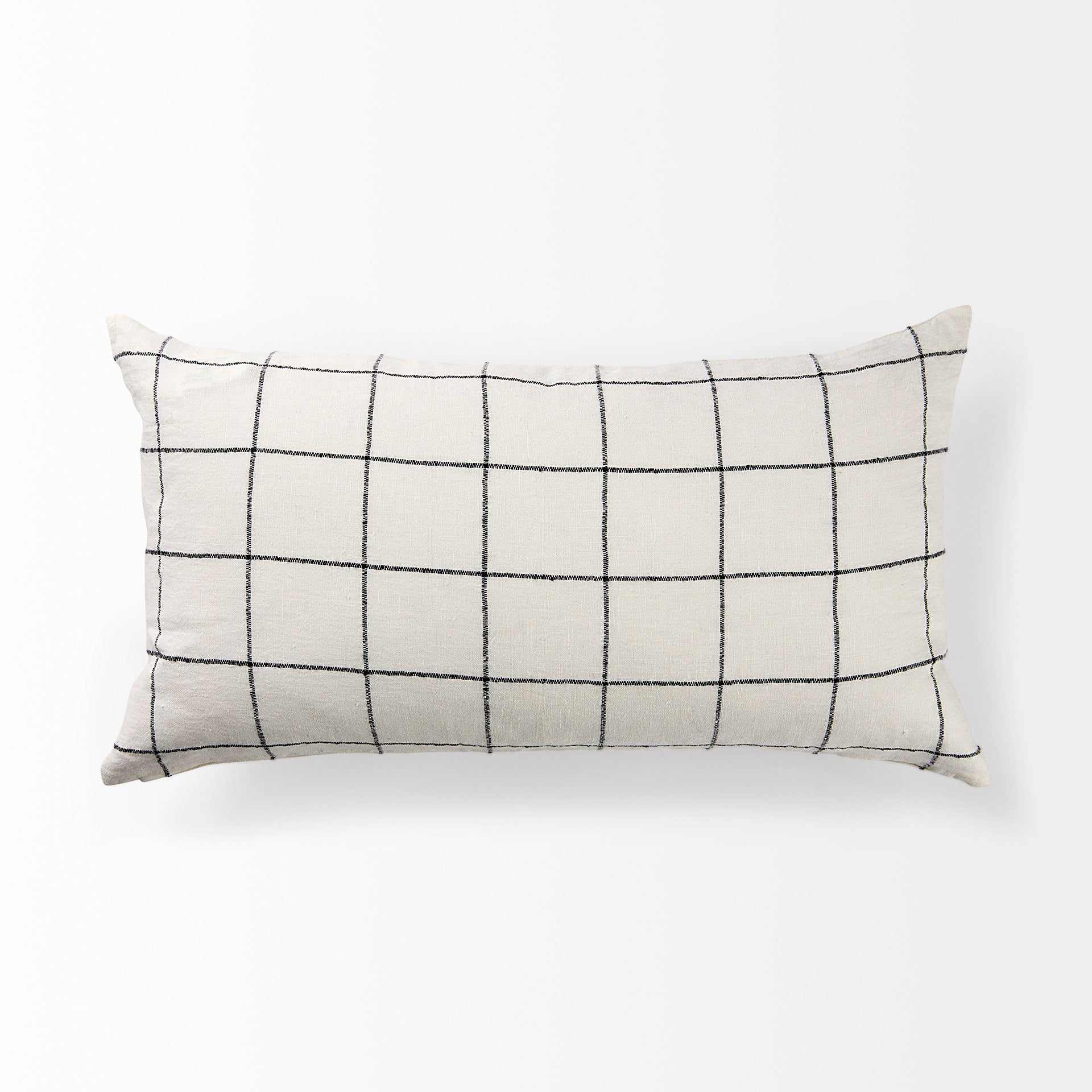 Suzanne 14 x 26 White/Black Square Pattern Decorative Pillow Cover