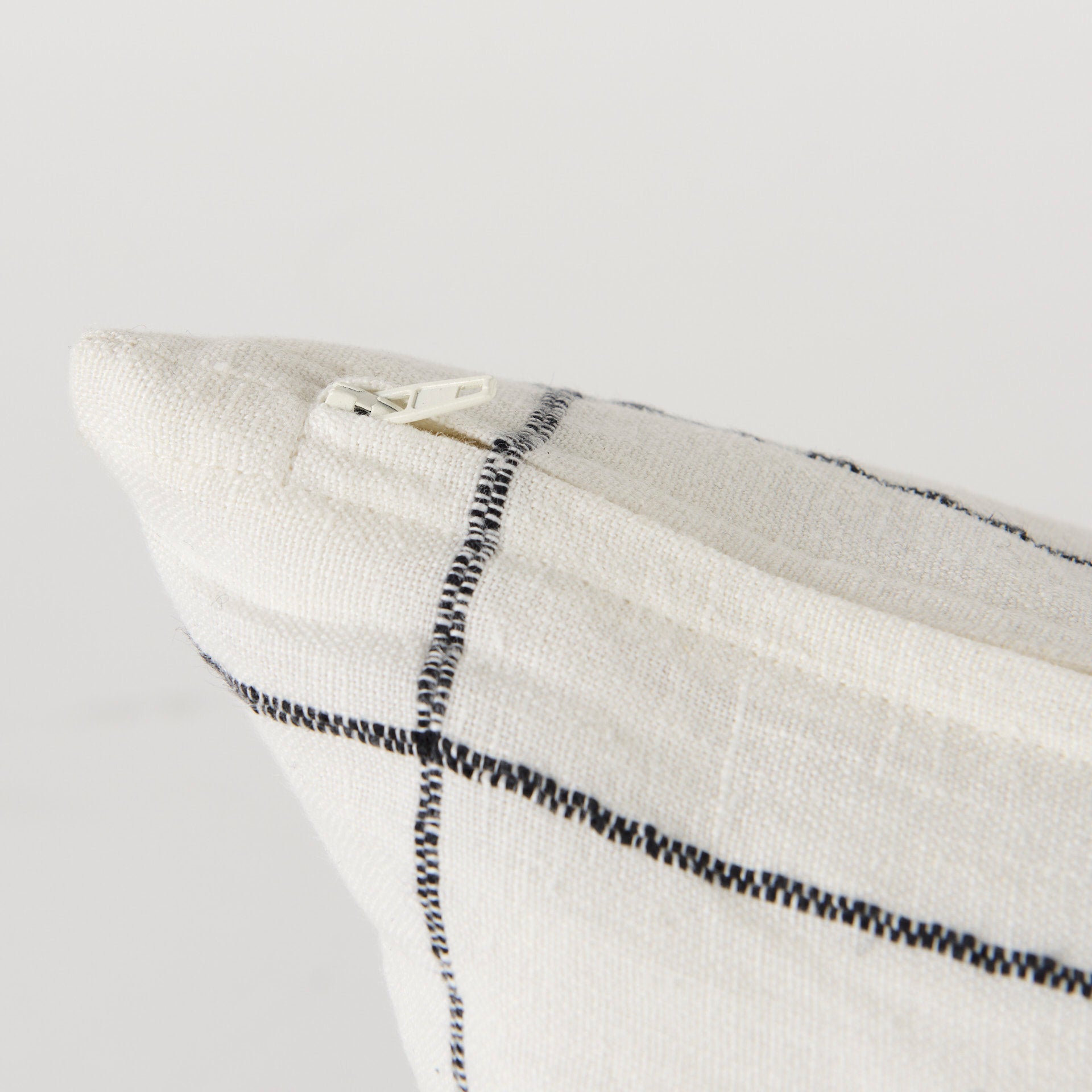 Suzanne 14 x 26 White/Black Square Pattern Decorative Pillow Cover - Central Designs