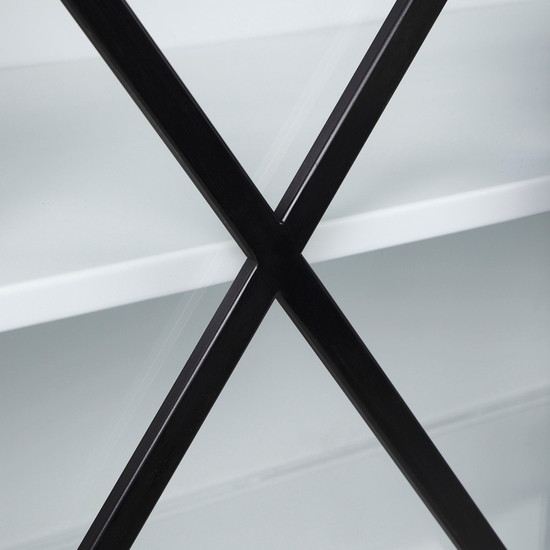 Aurelia 79.0L x 16.0W x 33.0H Black and White Metal Four Door Glass Cabinet - Central Designs