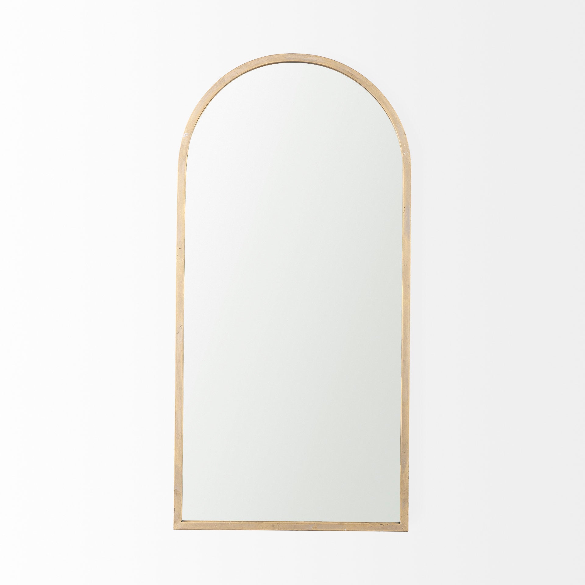 Giovanna 23.6L x 1.2W x 48.8H Gold Metal Frame Rounded Arch Vanity Mirror - Central Designs
