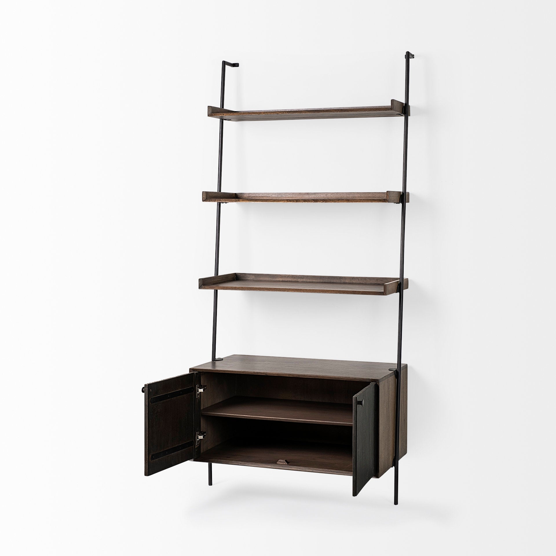 Grace 37.5L x 20W x 82H Two - Toned Brown Wood Three Shelf Shelving Unit - Central Designs