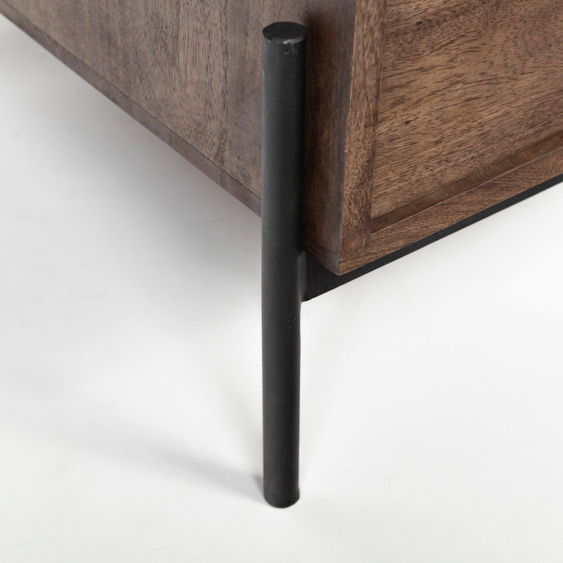 Glenn VII 56L x 22W Dark Brown Wood w/ Black Iron Frame, 3 Drawer Office Desk - Central Designs