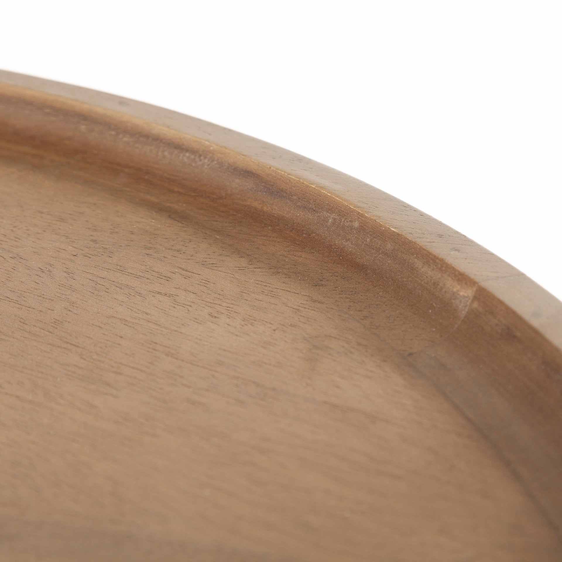 Helios III 20L x 24H Set of Two Round Brown Solid Wood Iron Base Nesting End/Side Tables - Central Designs