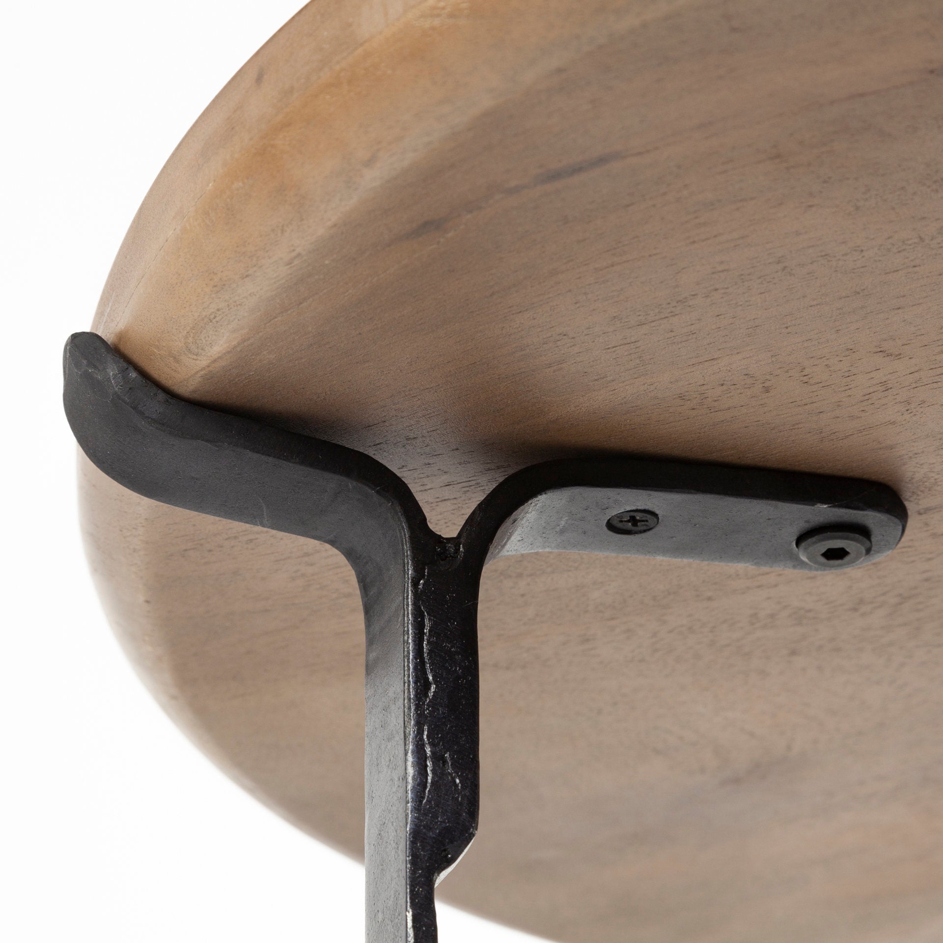 Helios III 20L x 24H Set of Two Round Brown Solid Wood Iron Base Nesting End/Side Tables - Central Designs