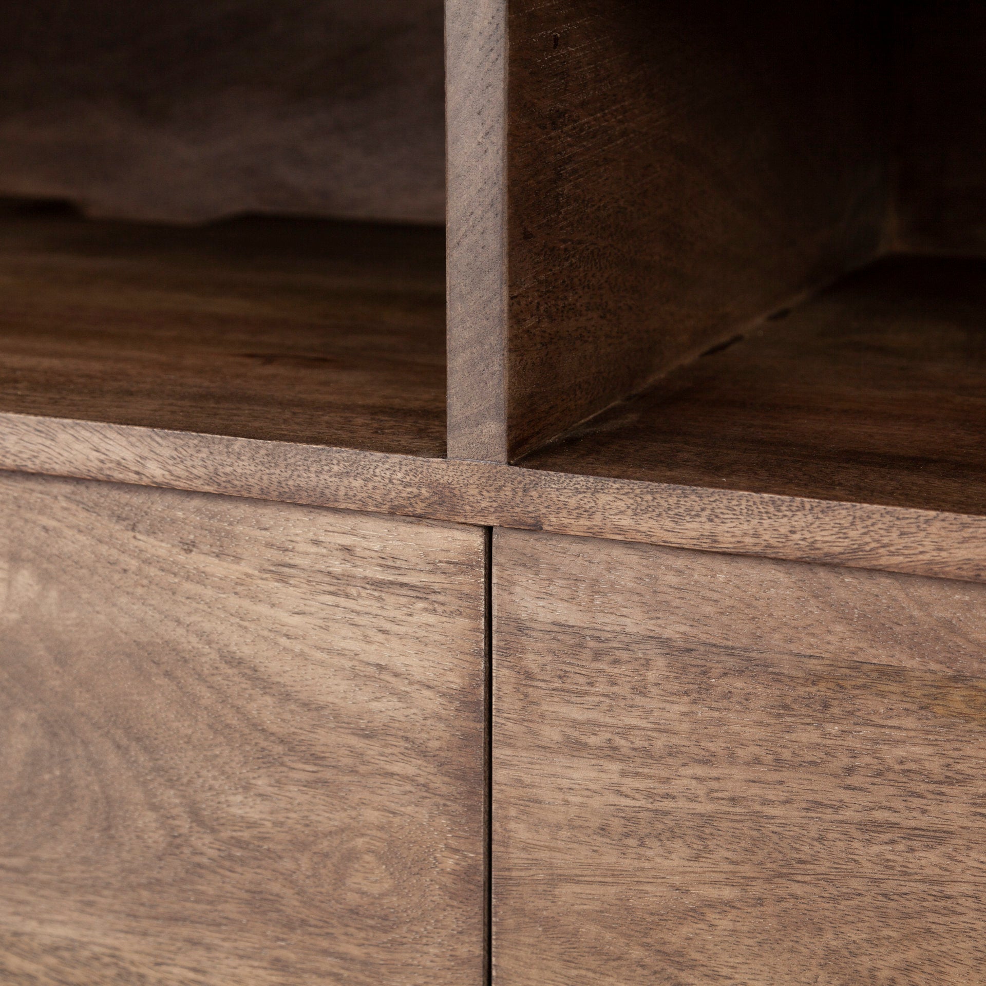 Glenn IV Dark Brown Wood w/ Black Iron Frame Media Console w/ Storage, TV Stand for TV up to 71" - Central Designs