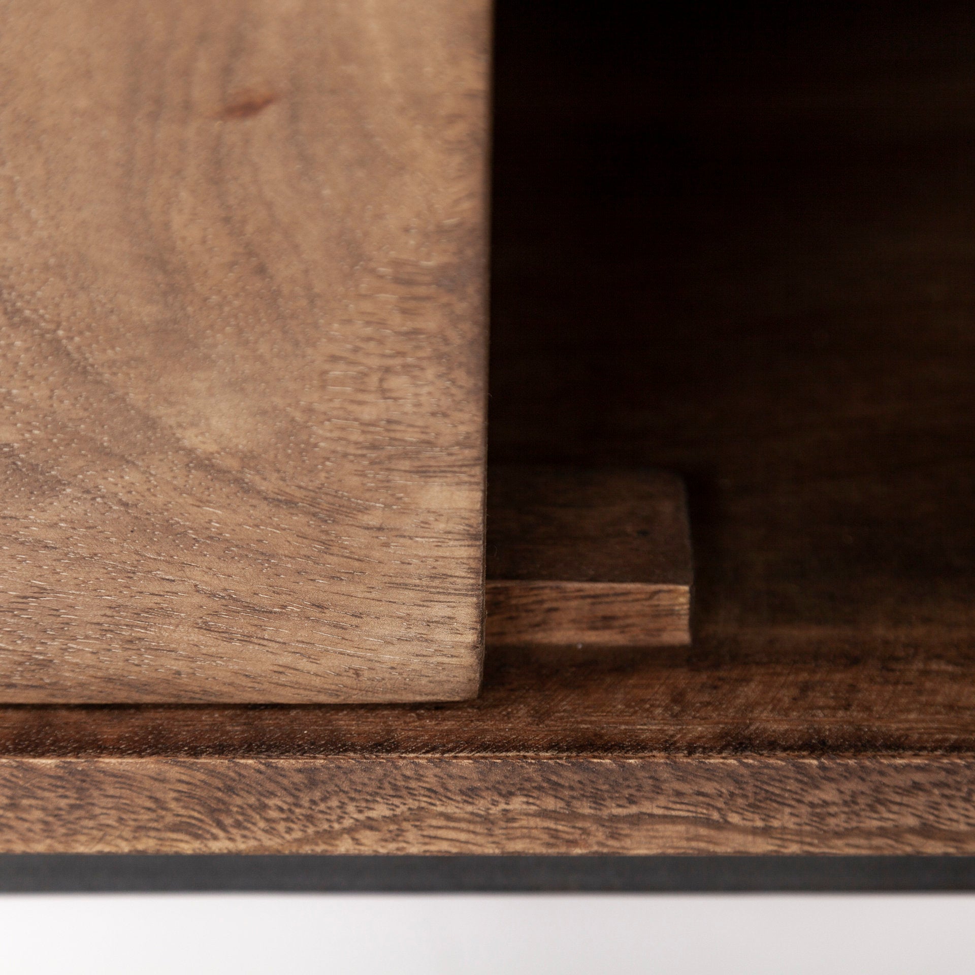 Glenn IV Dark Brown Wood w/ Black Iron Frame Media Console w/ Storage, TV Stand for TV up to 71" - Central Designs