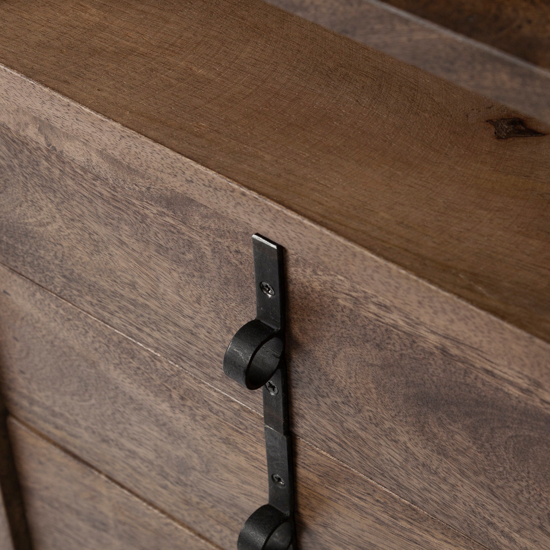 Glenn VII 56L x 22W Dark Brown Wood w/ Black Iron Frame, 3 Drawer Office Desk - Central Designs