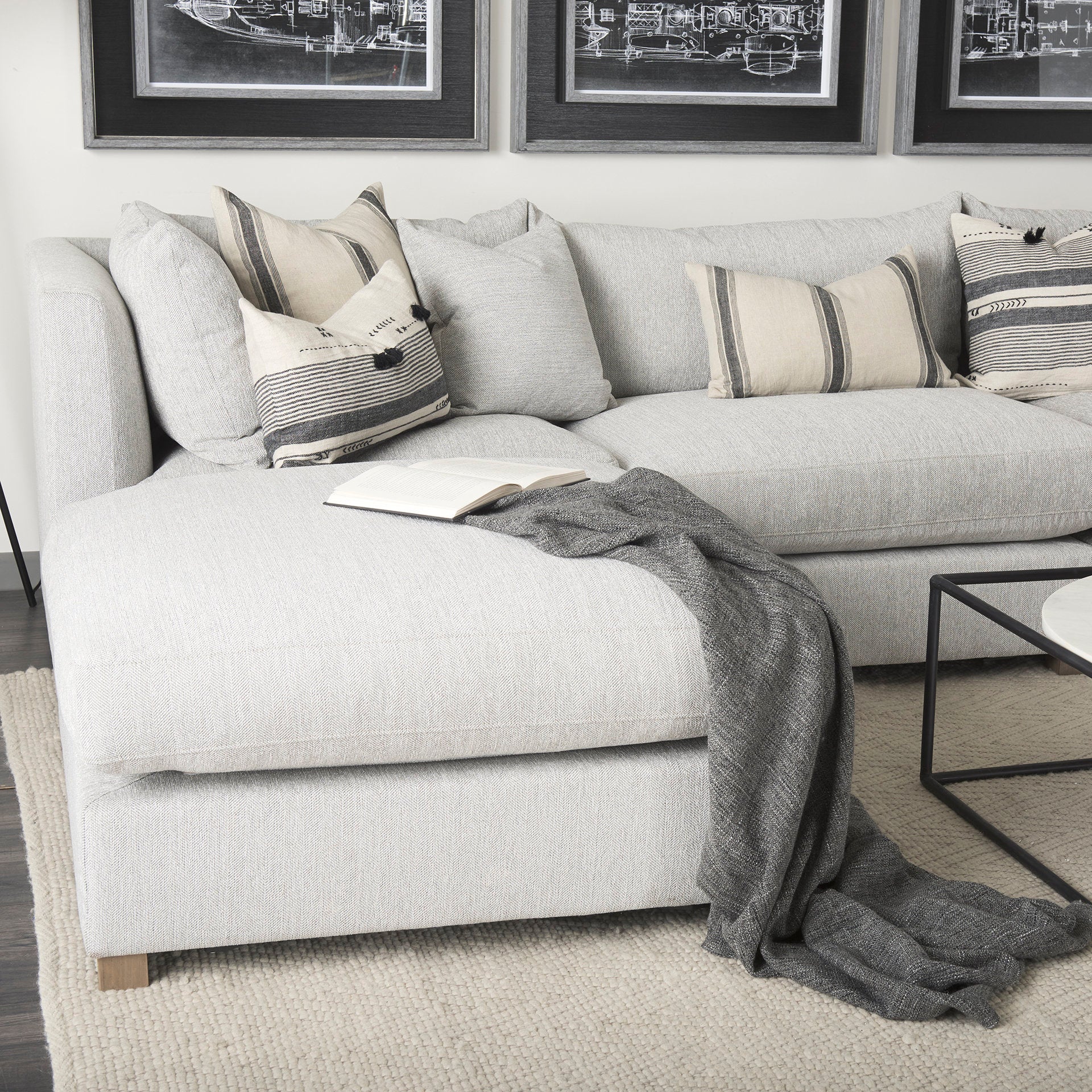Valence 38.6L x 38.6W x 17.7H Light Gray Full Size Ottoman Sectional Piece - Central Designs