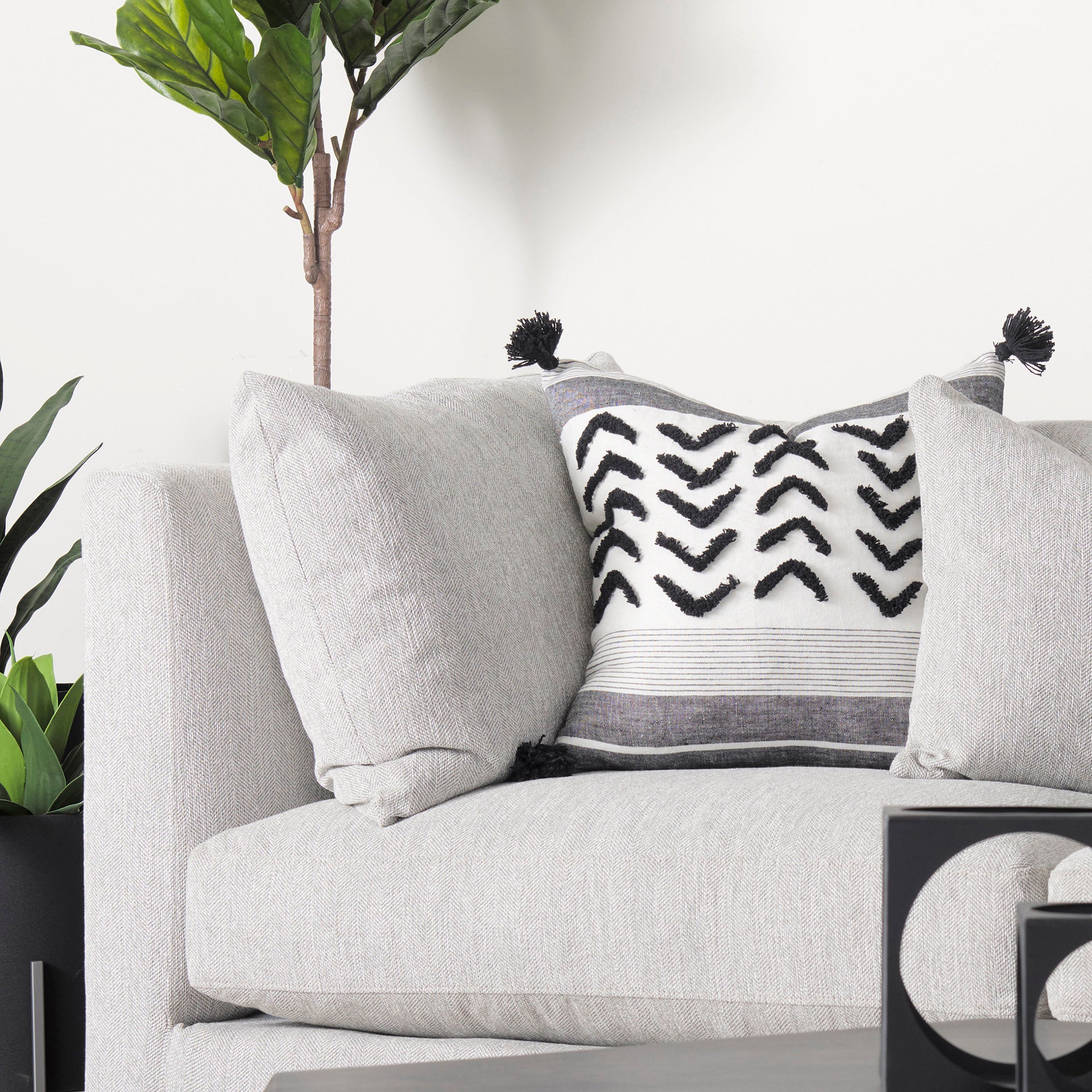 Valence Light Gray Arm Pillow Sectional Piece - Central Designs