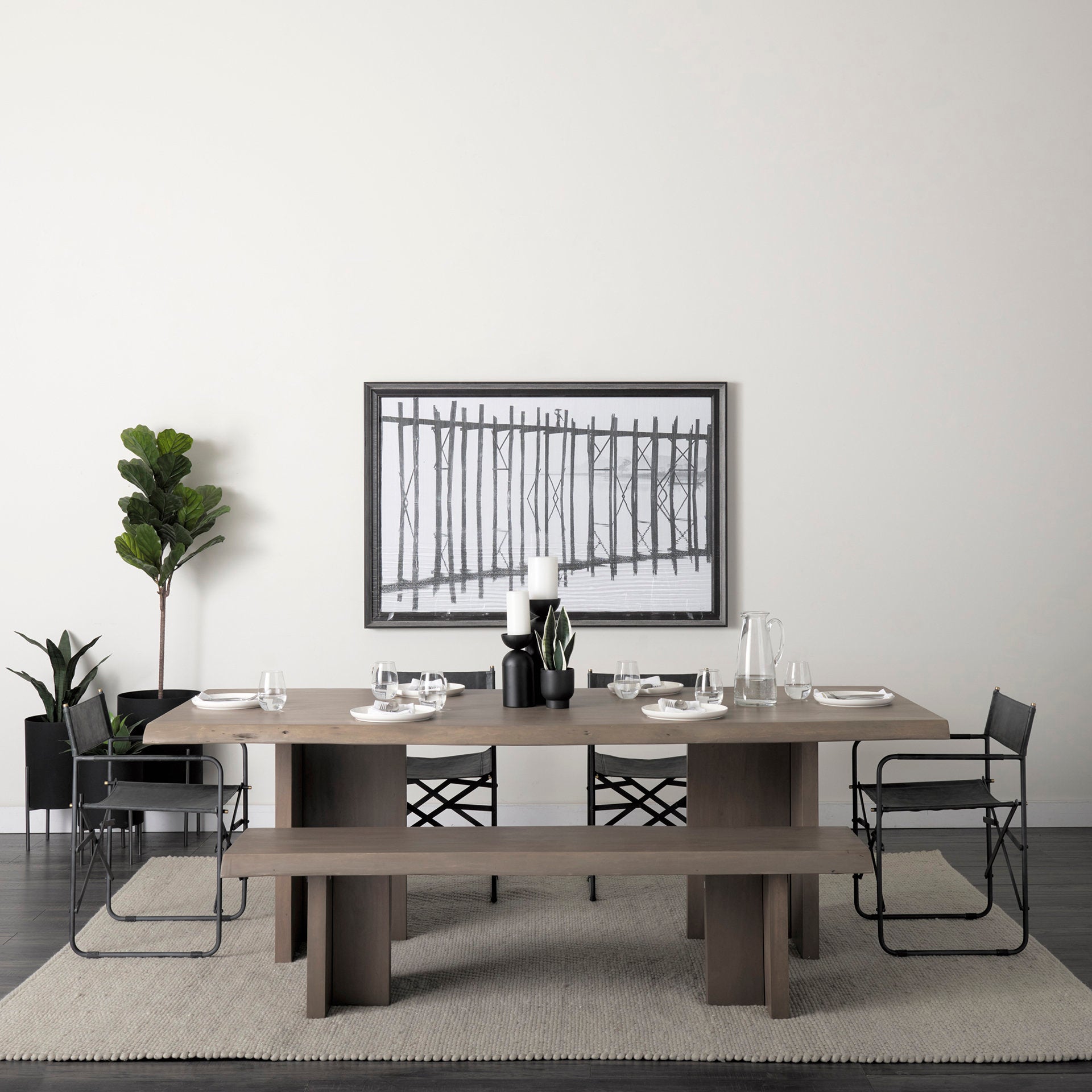 Konstantin 94.0 x 40.0 x 30.0 Medium Brown Wood W/ Live Edge Rectangular Dining Table - Central Designs
