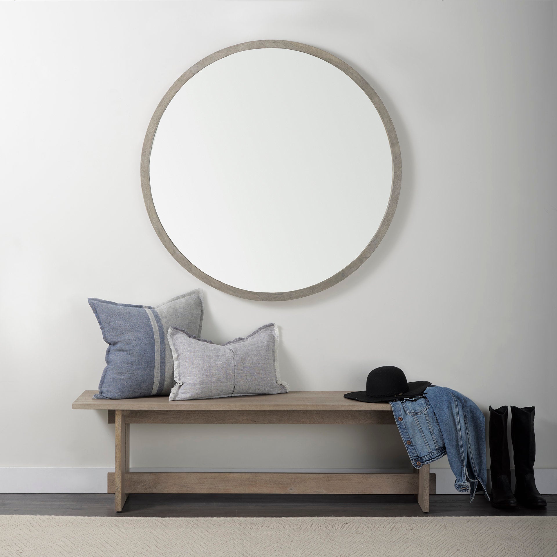 Aubrielle 20L x 20W Gray and Blue Fabric Color Blocked Decorative Pillow Cover - Central Designs