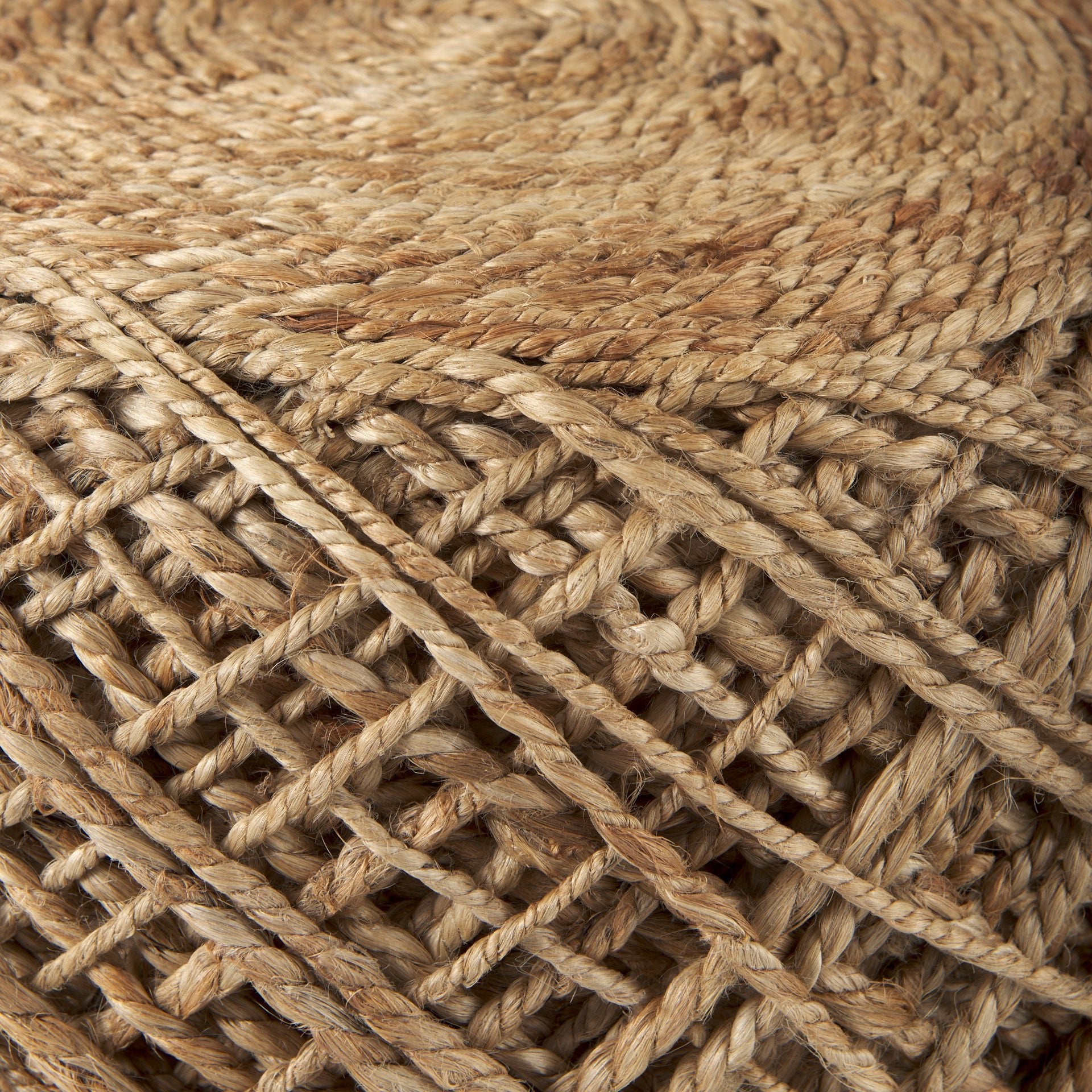 Allium Brown Handwoven Wool Cylindrical Pouf - Central Designs