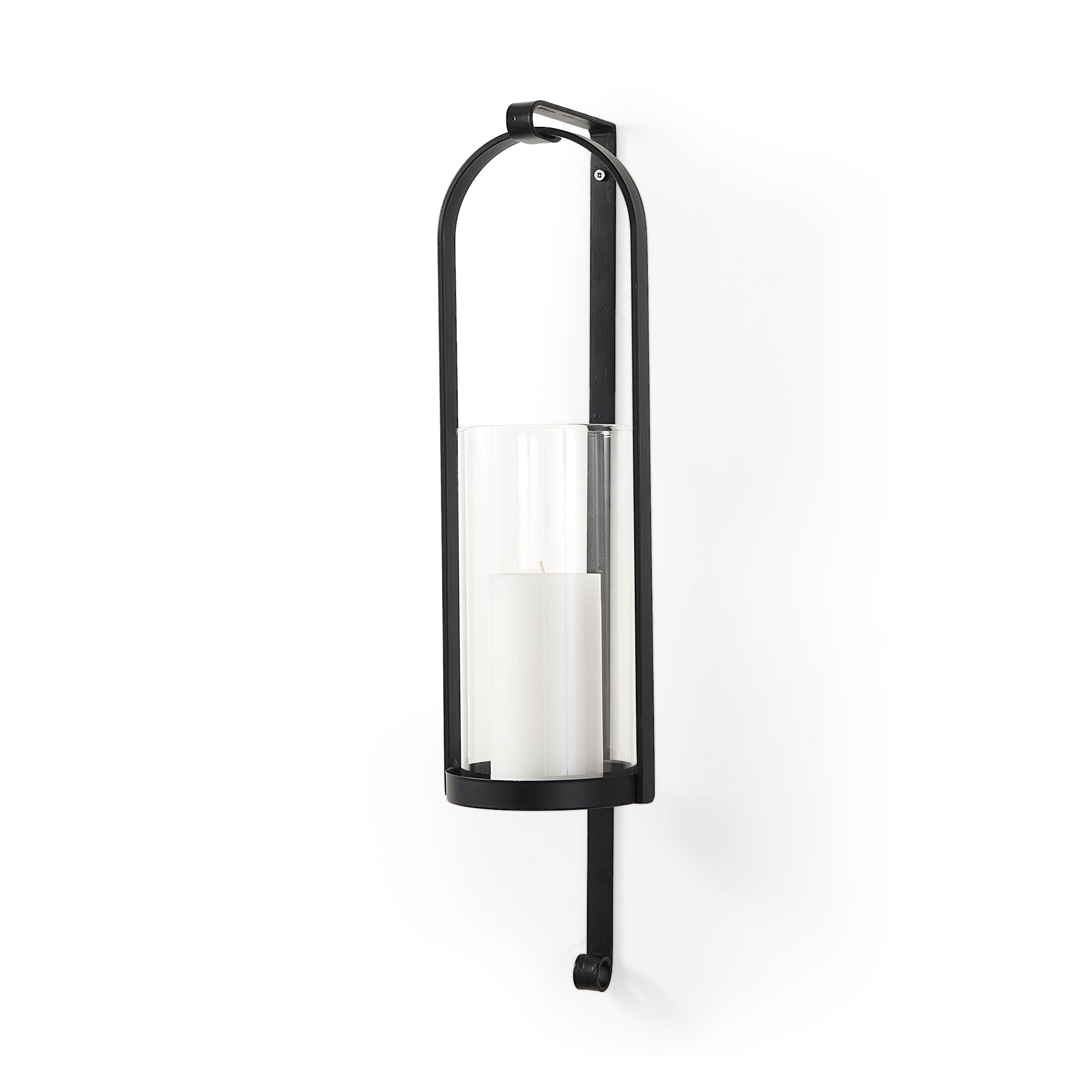 Kero 5.9L x 6.9W x 24.0H Black Metal Wall Candle Holder - Central Designs