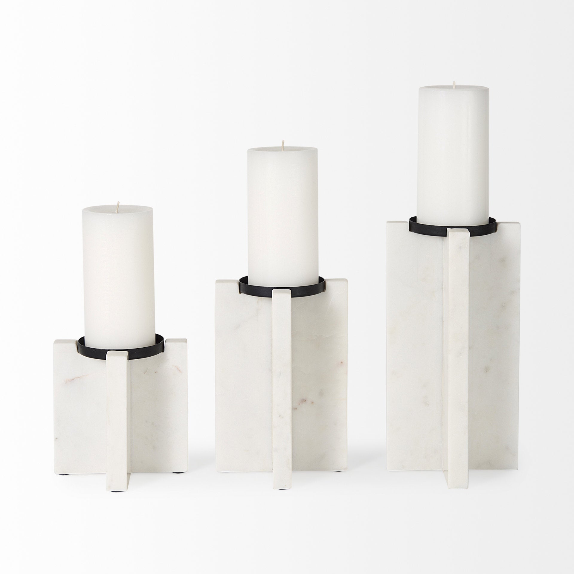 Sophia 5.5"L x 3.5"W x 10.5"H Marble Candle Holder Large - Central Designs